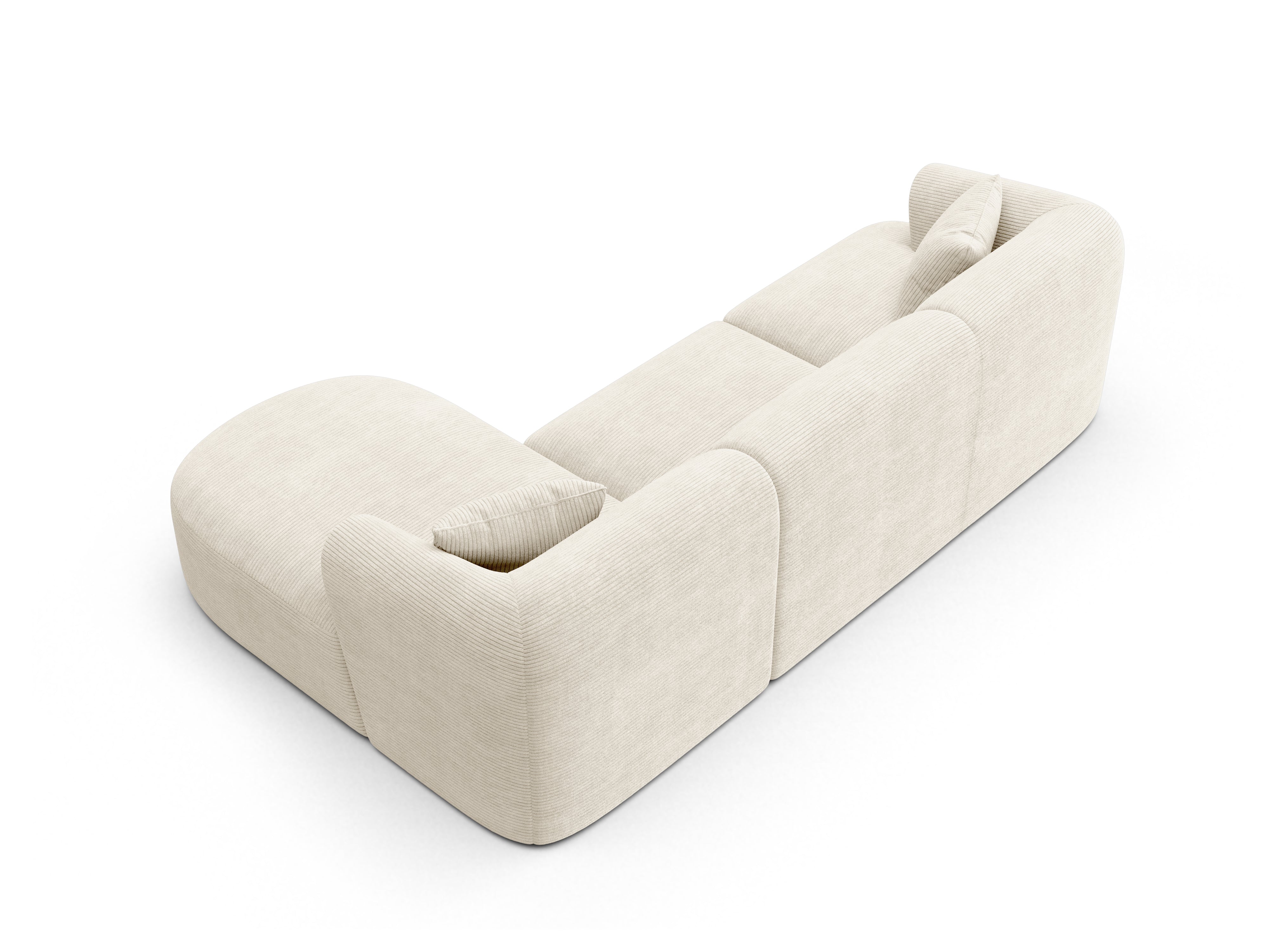 Right-facing 4-seater CAMPI cream corduroy sofa