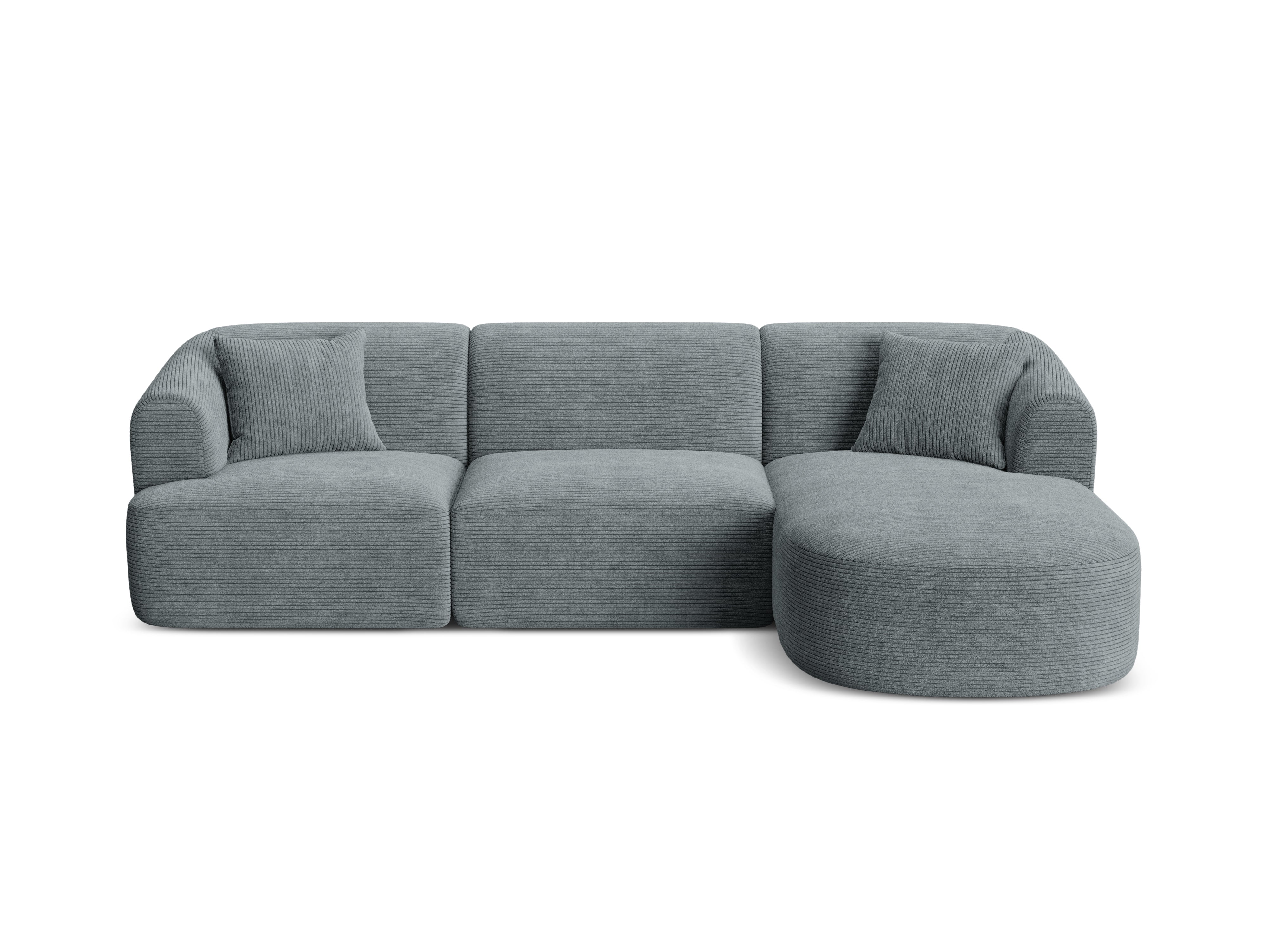 Right-sided 4-seater sofa CAMPI gray corduroy