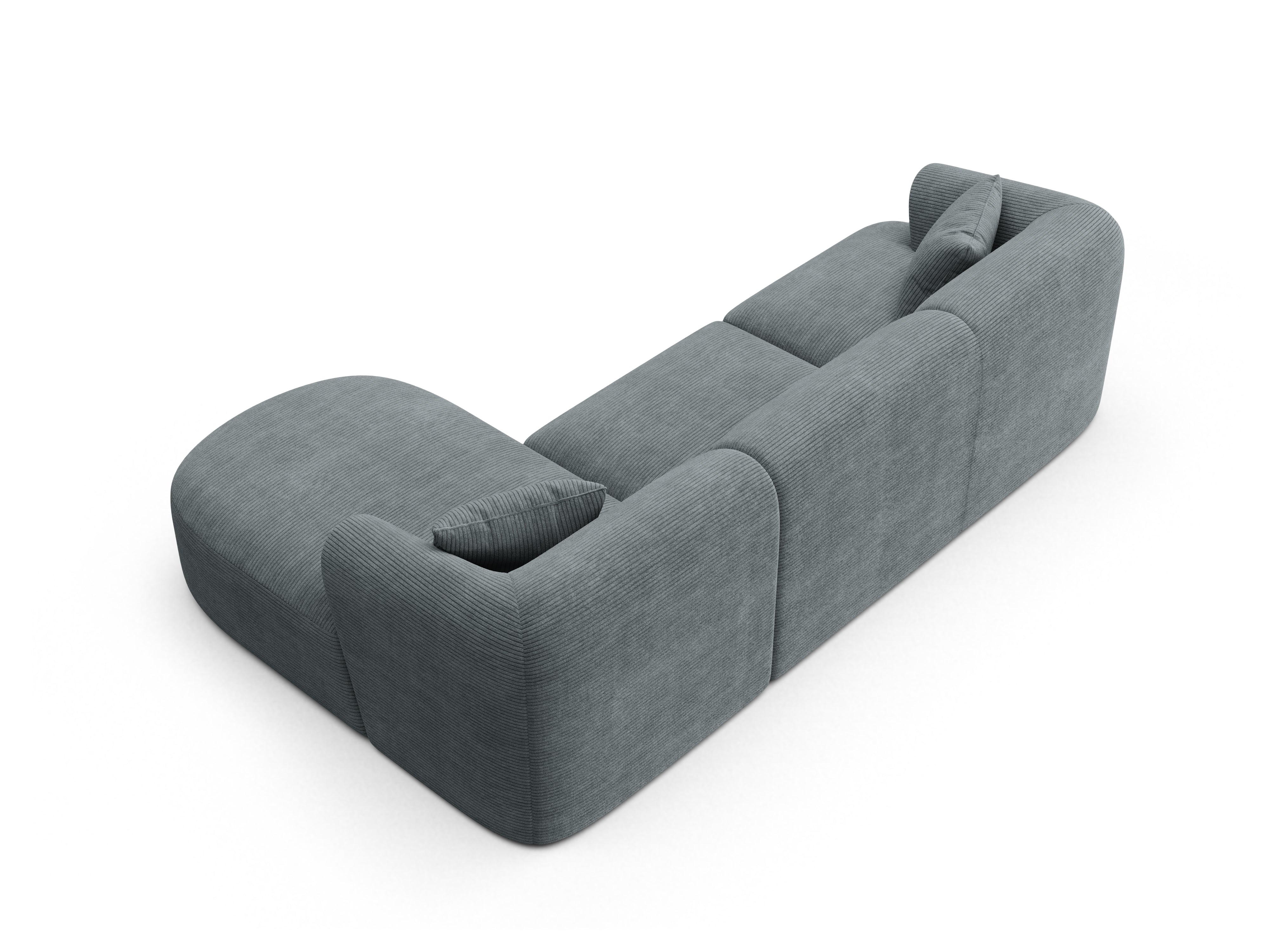 Right-sided 4-seater sofa CAMPI gray corduroy