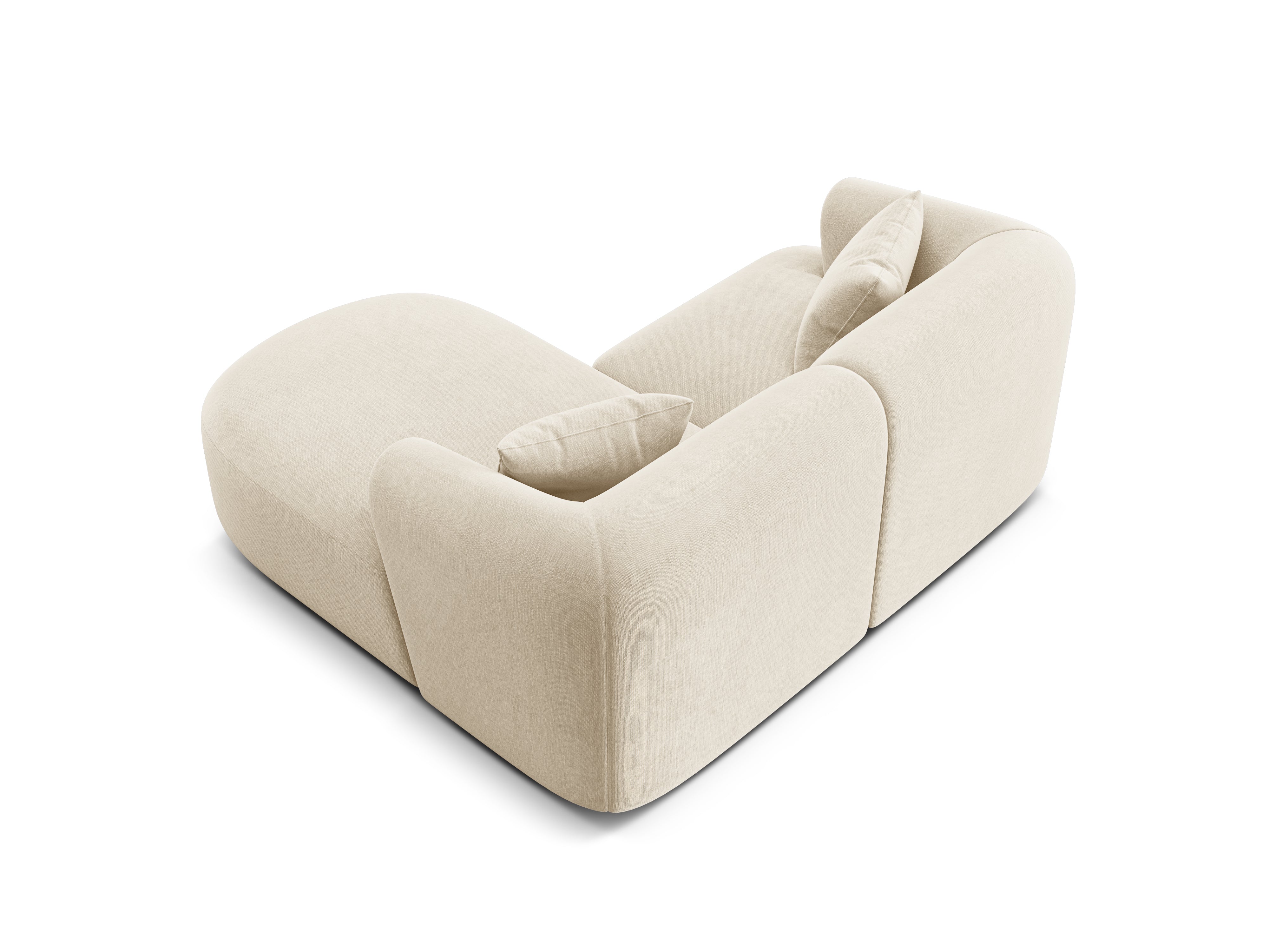 Right-facing velvet corner sofa for 3 people CAMPI light beige