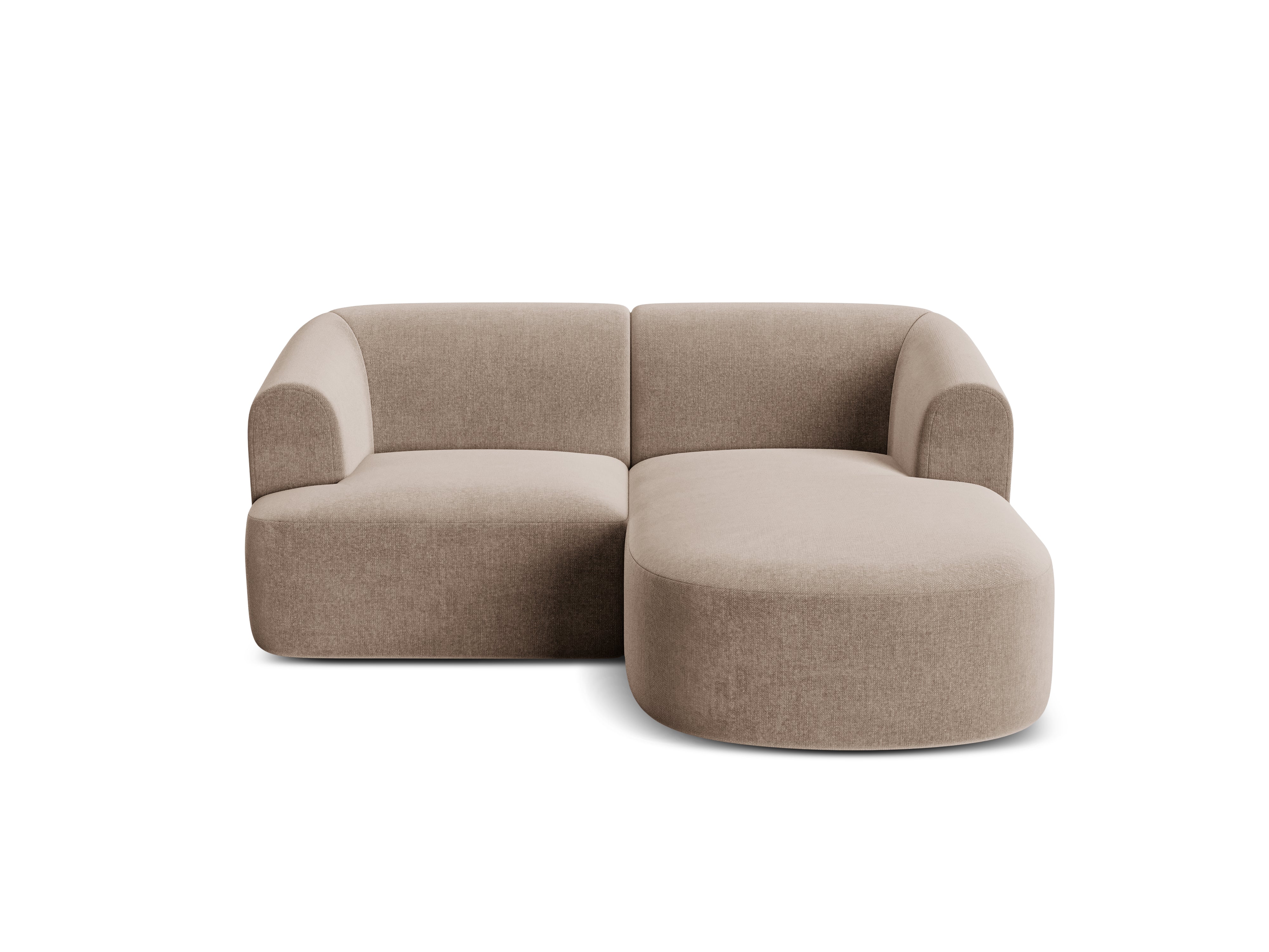 Right-facing velvet corner sofa for 3 people CAMPI dark beige