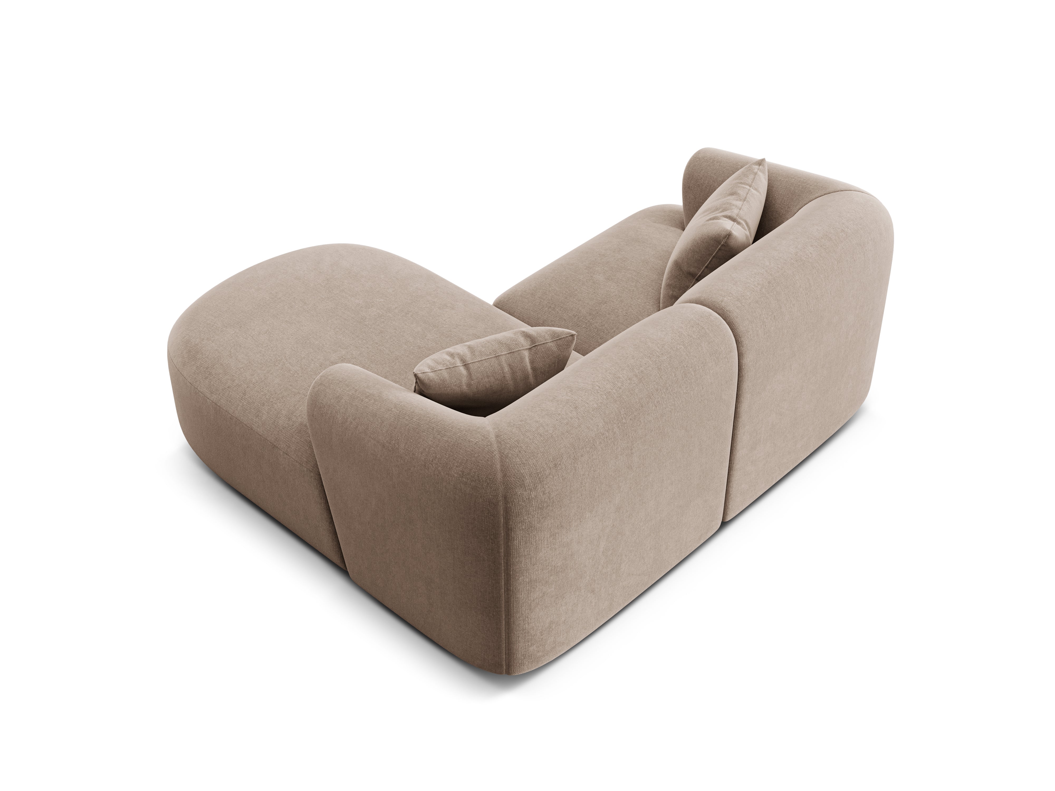 Right-facing velvet corner sofa for 3 people CAMPI dark beige