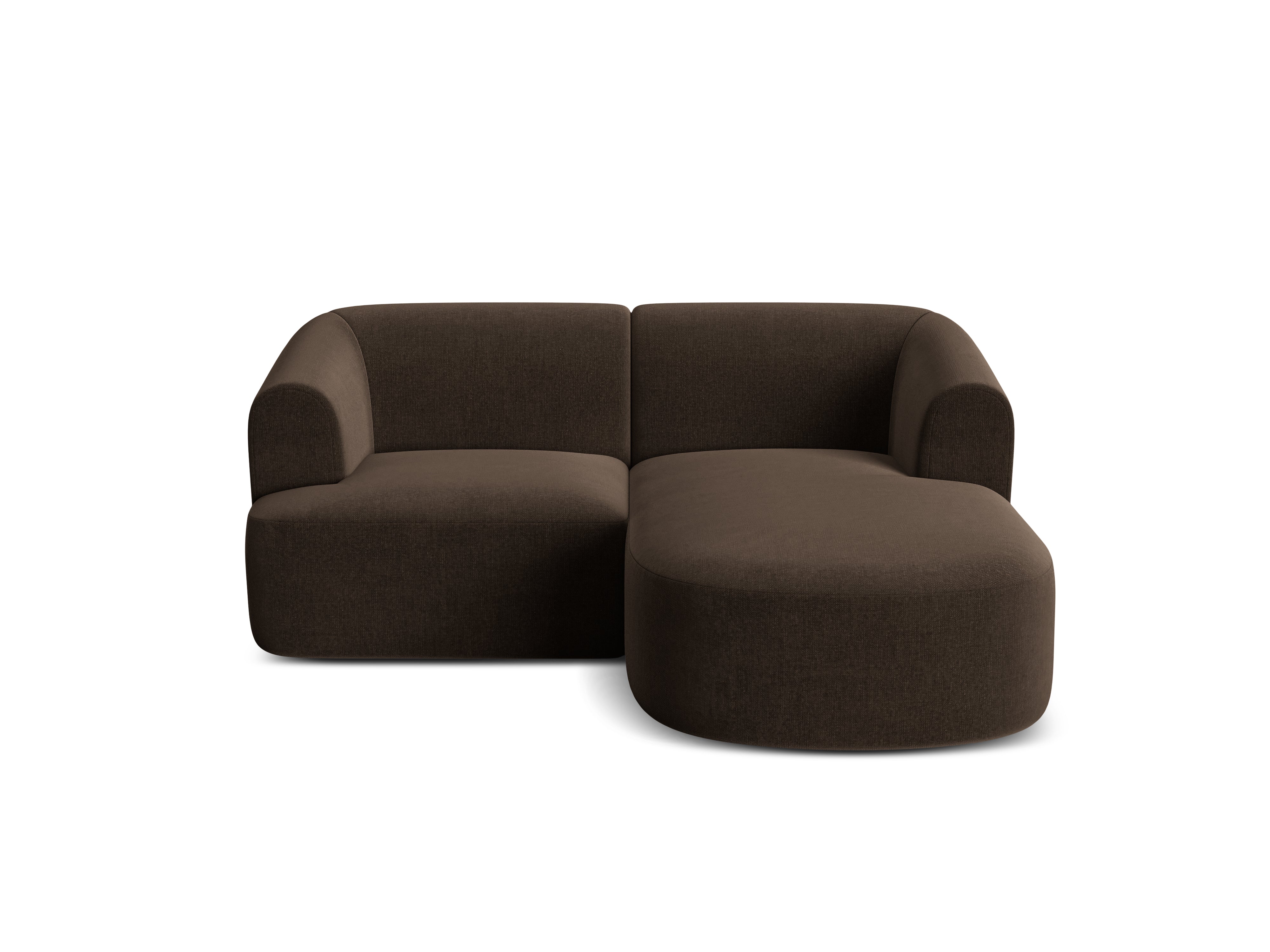 Right-facing velvet corner sofa for 3 people CAMPI chocolate