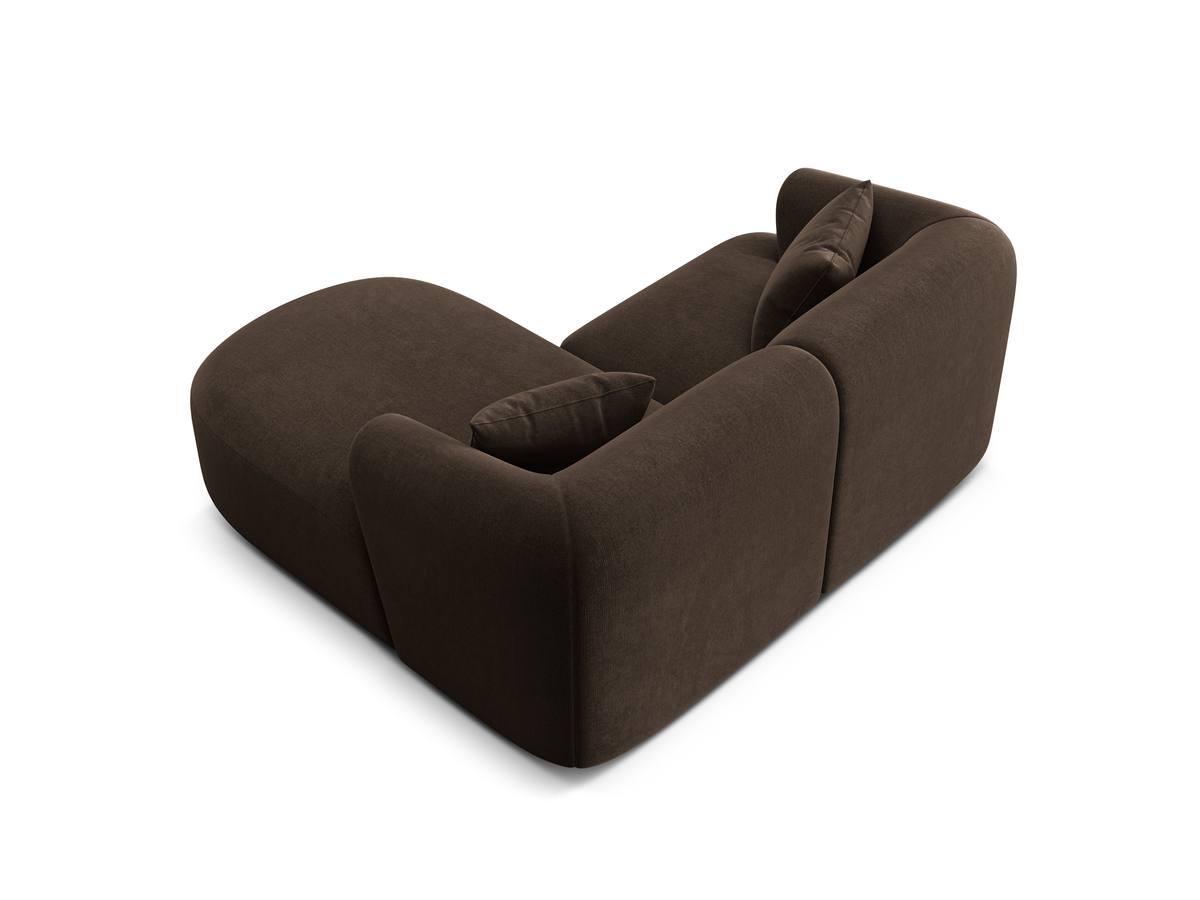 Right-facing velvet corner sofa for 3 people CAMPI chocolate
