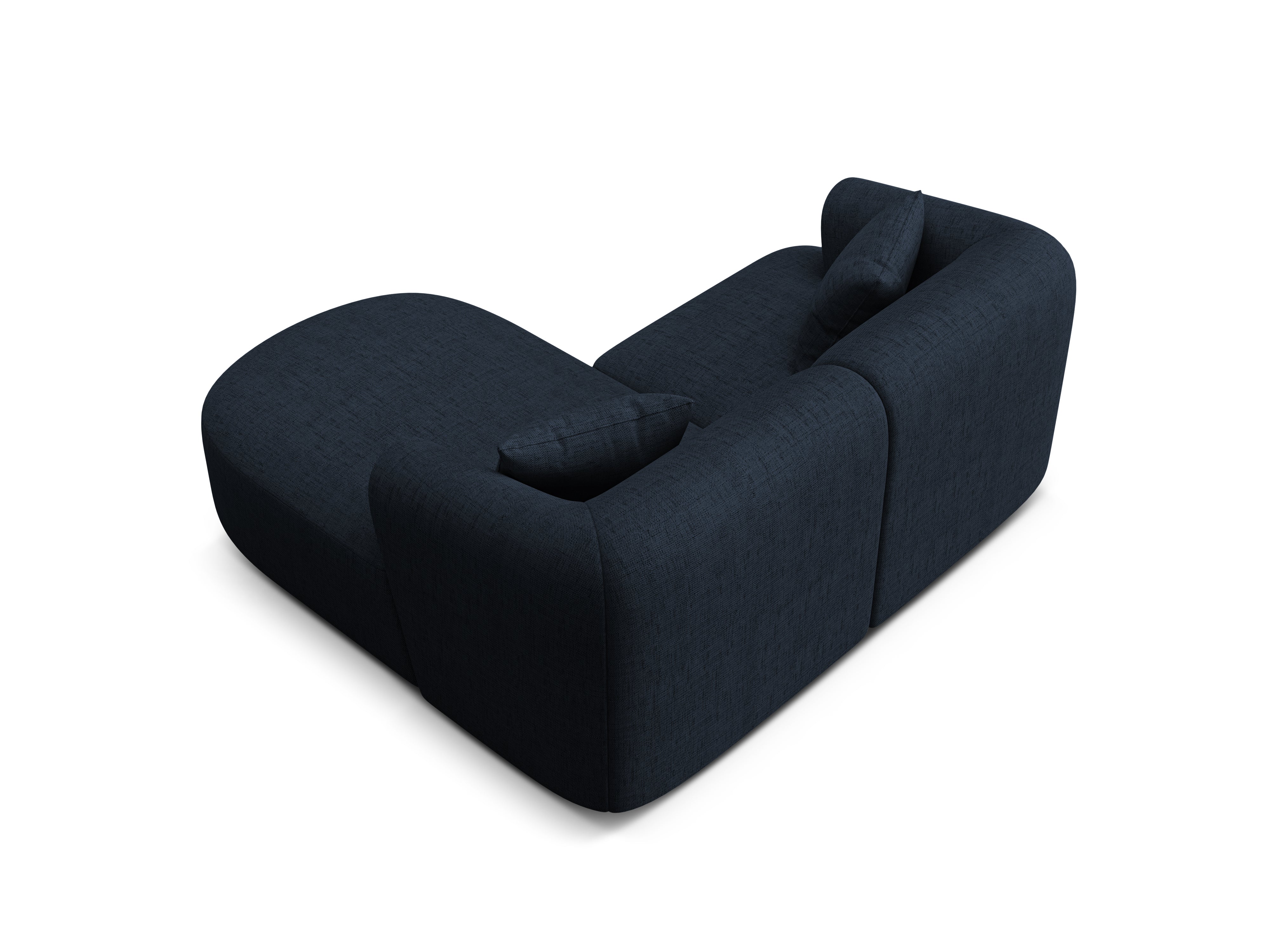 Right-facing 3-seater sofa CAMPI blue chenille
