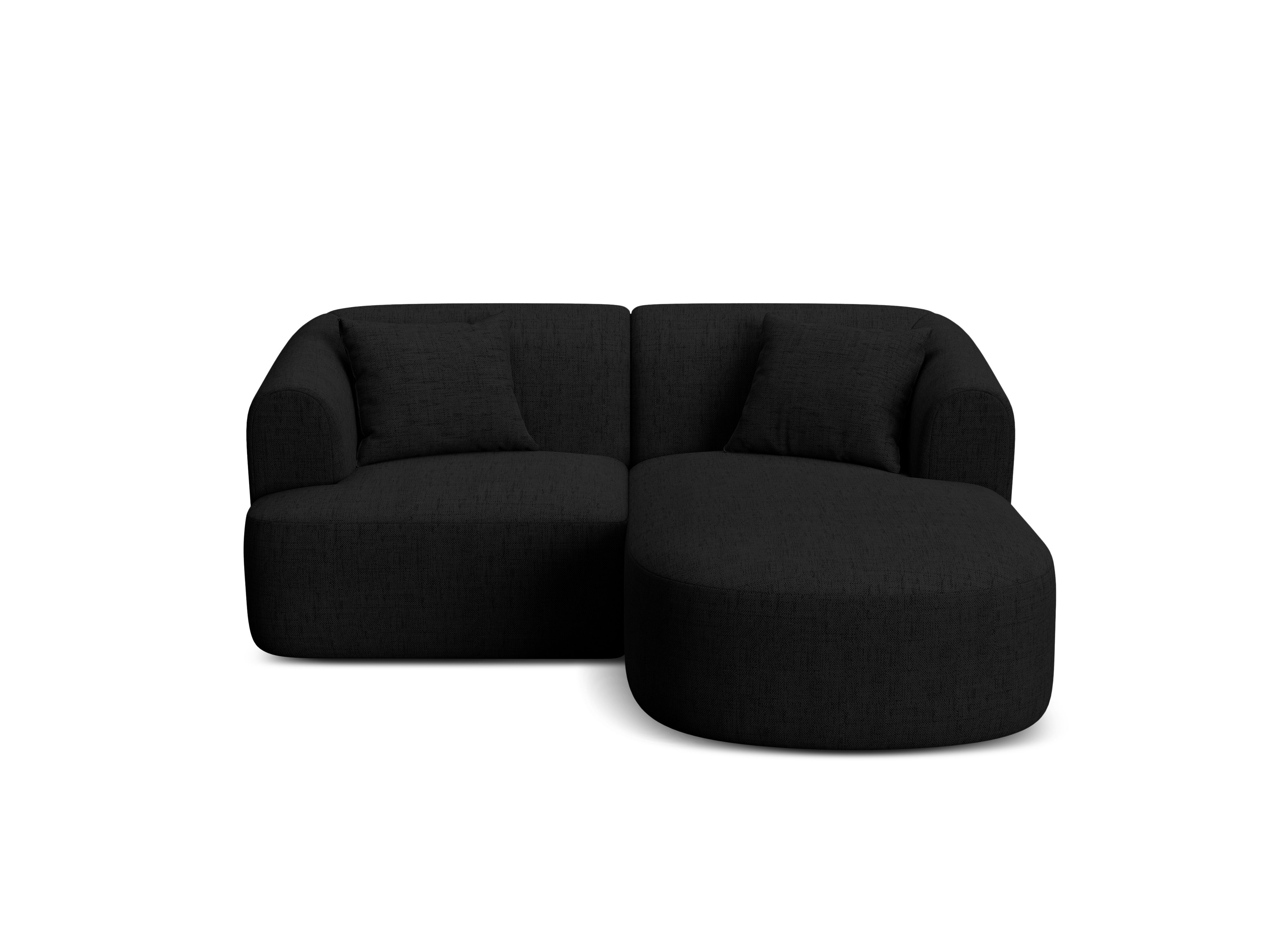 Right-facing 3-seater sofa CAMPI black chenille