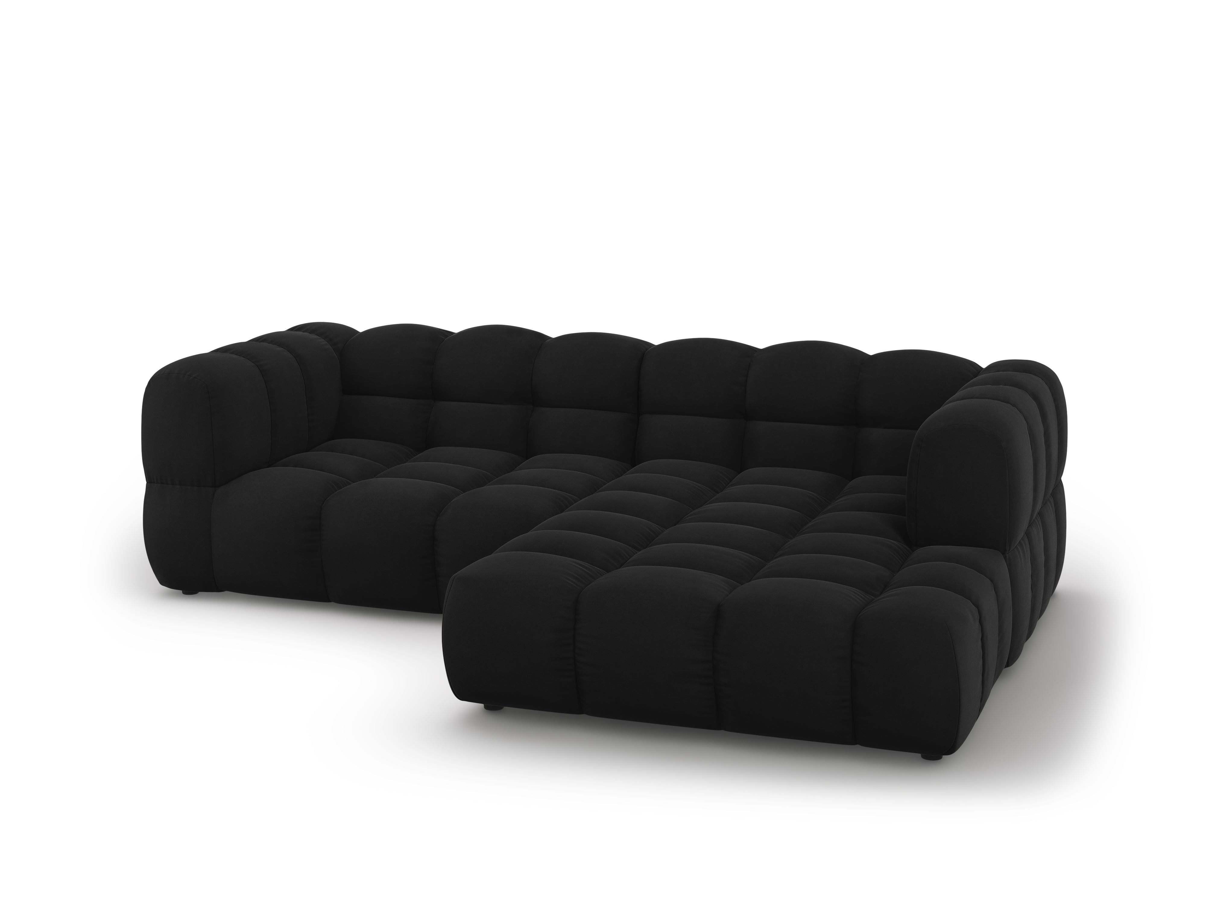Narożnik aksamitny prawostronny 3-osobowy SKY czarny Cosmopolitan Design Eye on Design