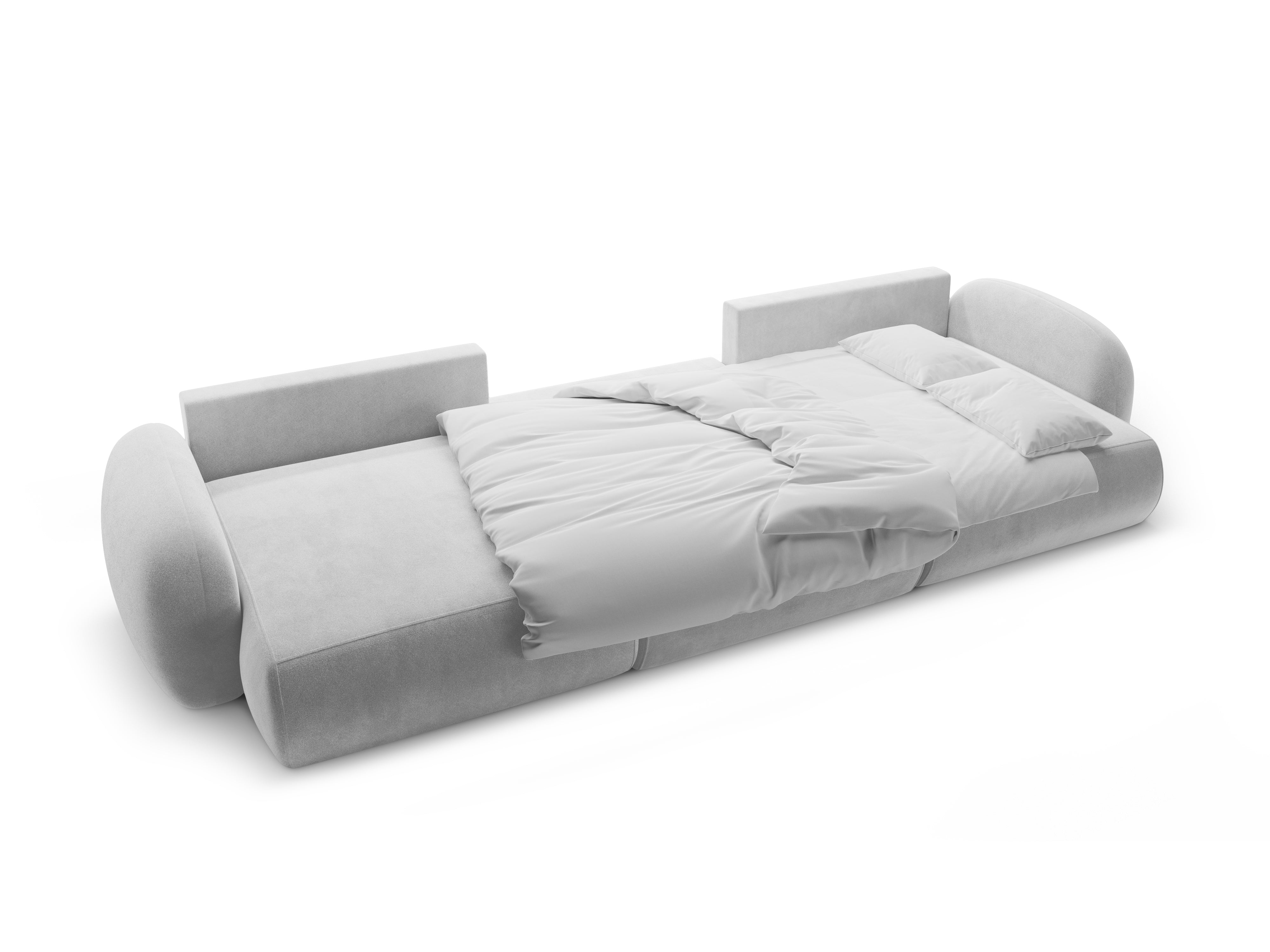 Sofa panoramisch aus Samt mit Schlaf-Funktion für 5 Personen TONALE hellgrau