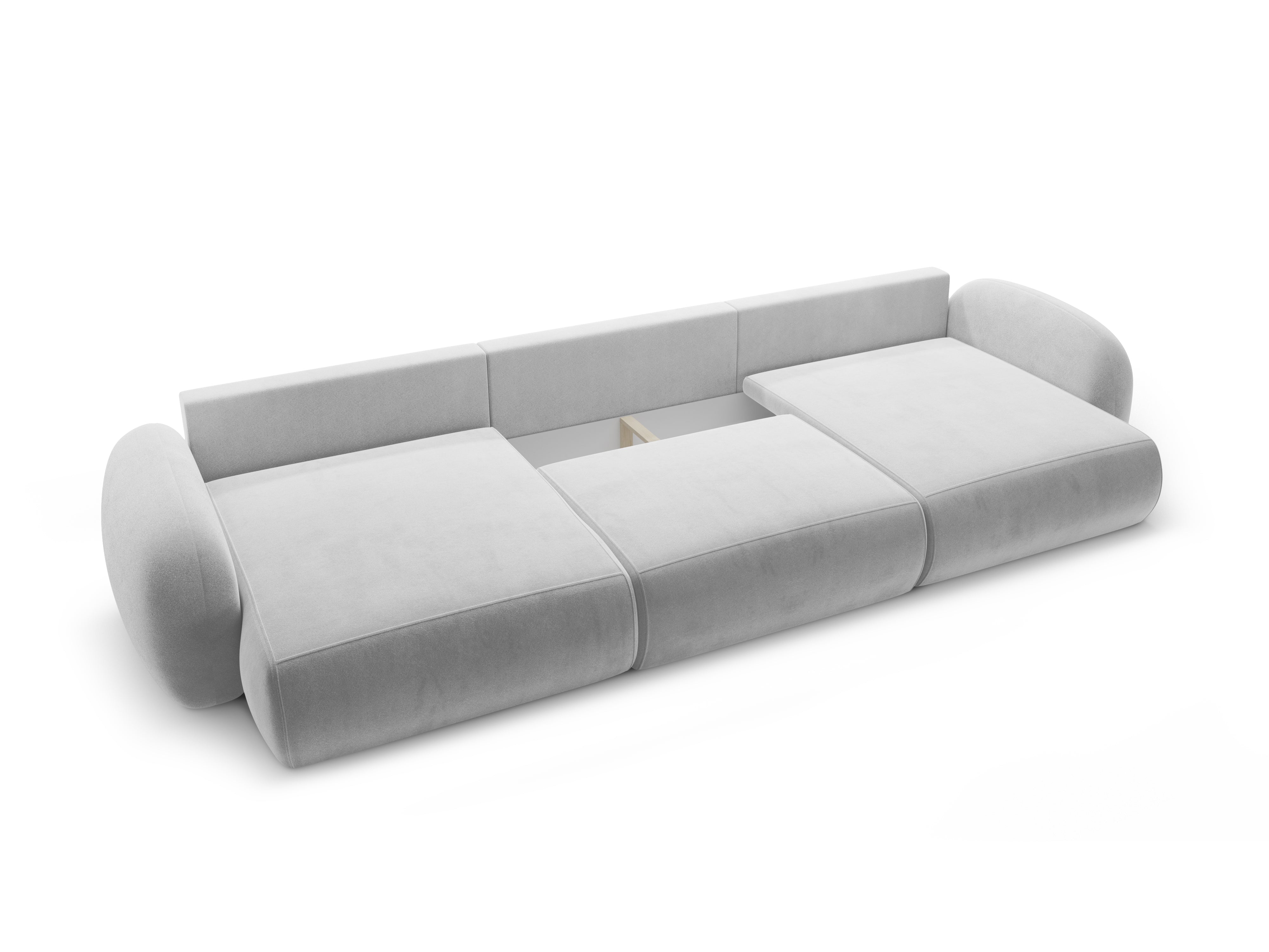 Sofa panoramisch aus Samt mit Schlaf-Funktion für 5 Personen TONALE hellgrau