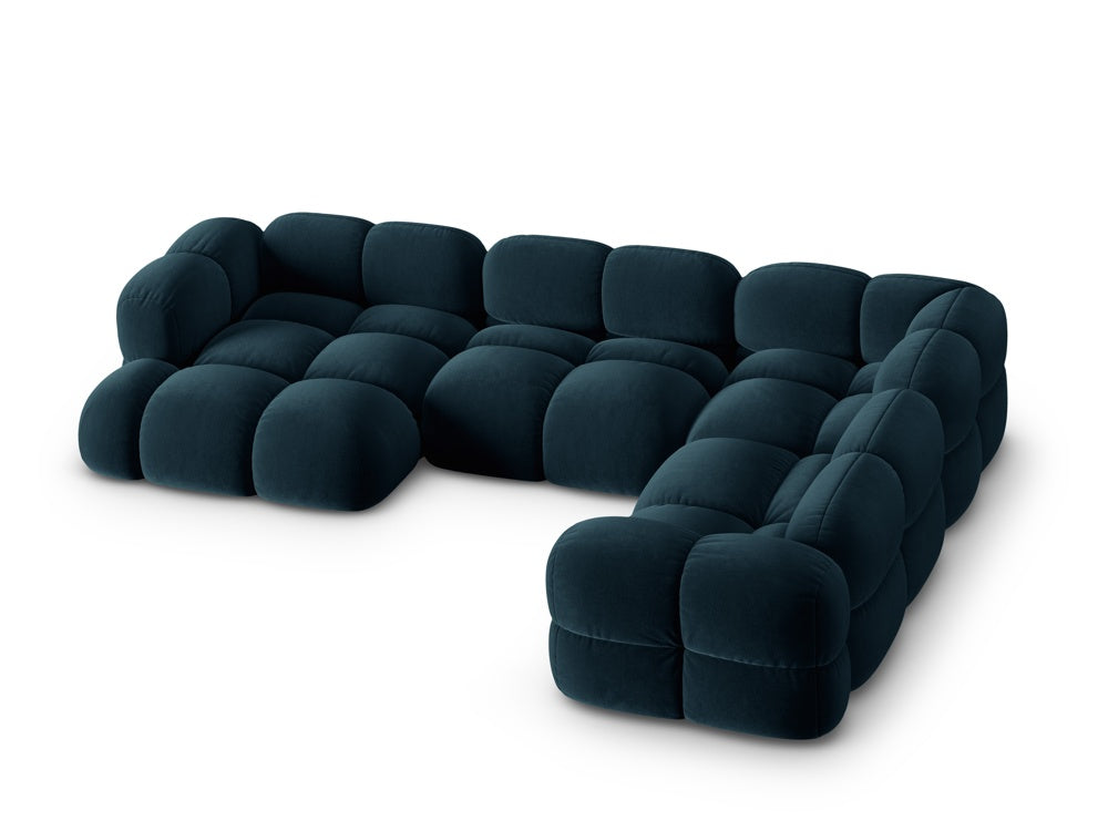 Samt-U-Form-Ecksofa rechts LORETTO petrol