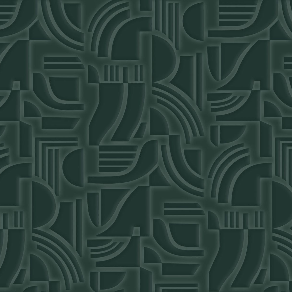 Textile wallpaper with geometric pattern ARCANE - IMPERIAL GREEN imperial green