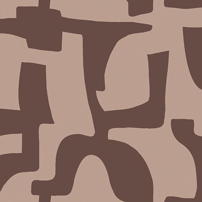 Embroidered wallpaper with geometric pattern SONATE - LILA WENGÉ lilac with bronze