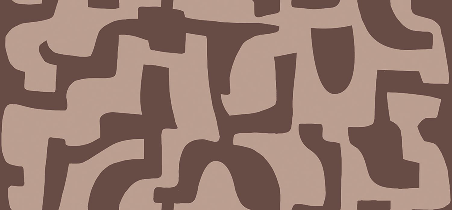 Embroidered wallpaper with geometric pattern SONATE - LILA WENGÉ lilac with bronze