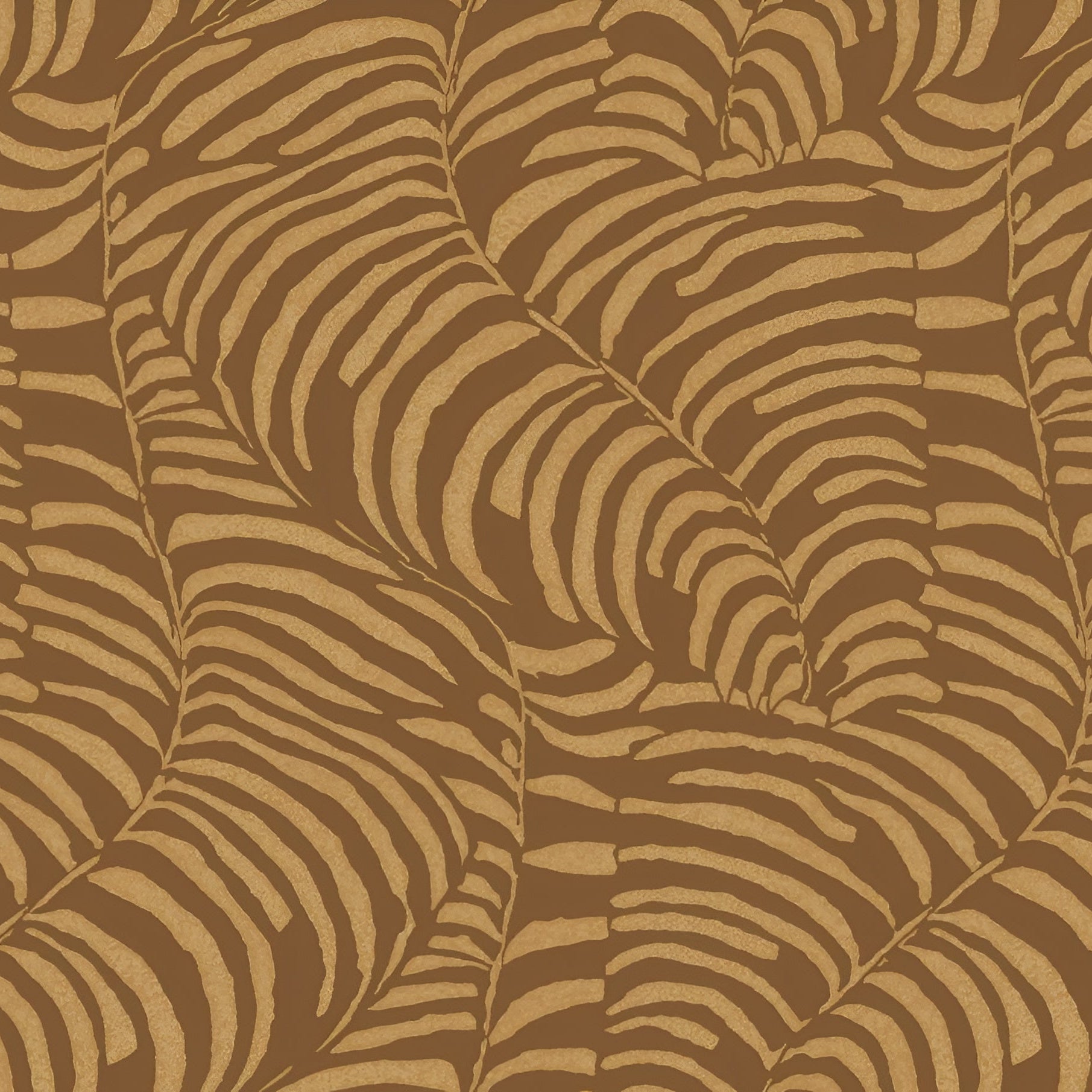 Non-woven wallpaper with a plant motif NOBILE - MORDORÉ copper with gold