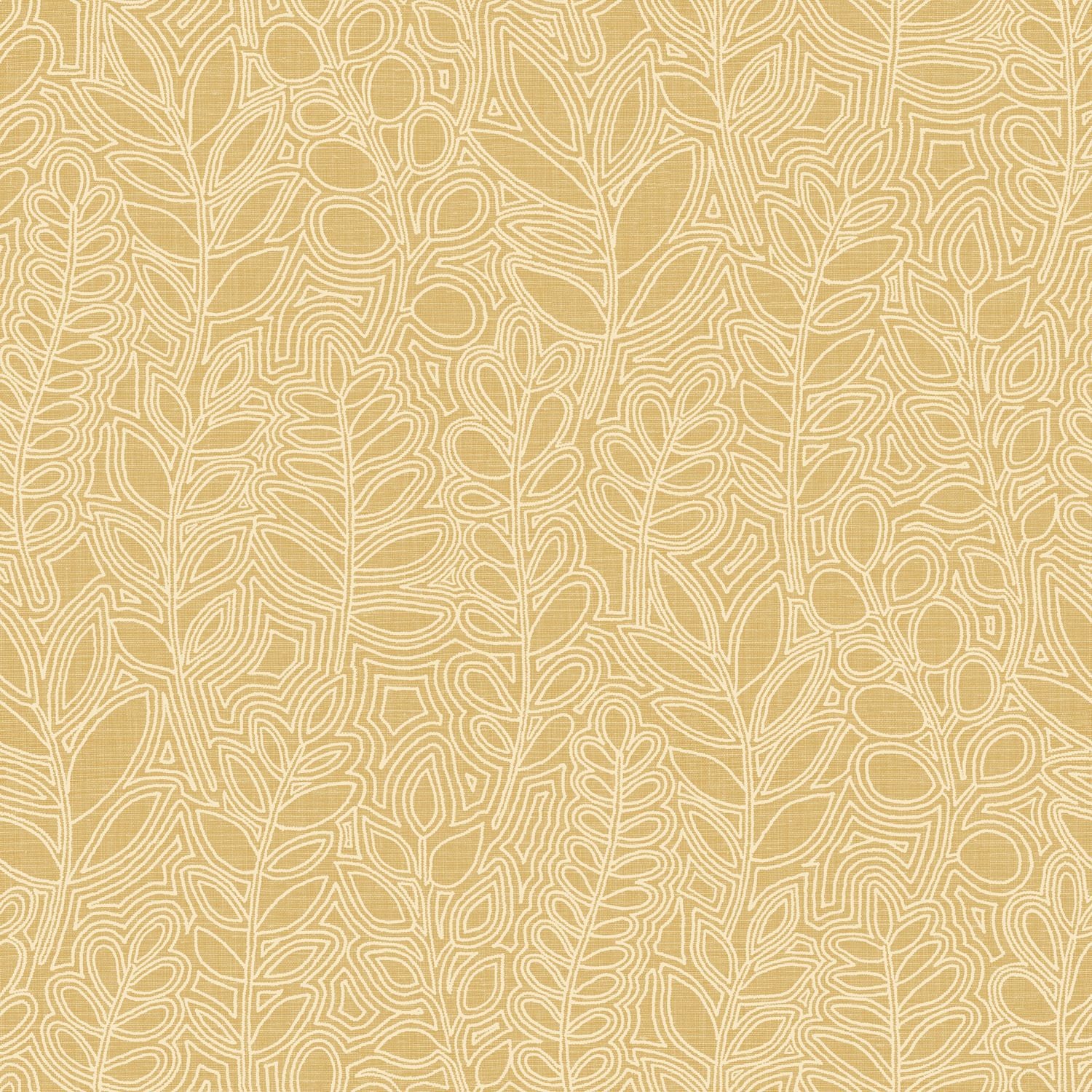 Plant motif wallpaper resembling embroidery ASTRAGALE - VANILLA vanilla beige