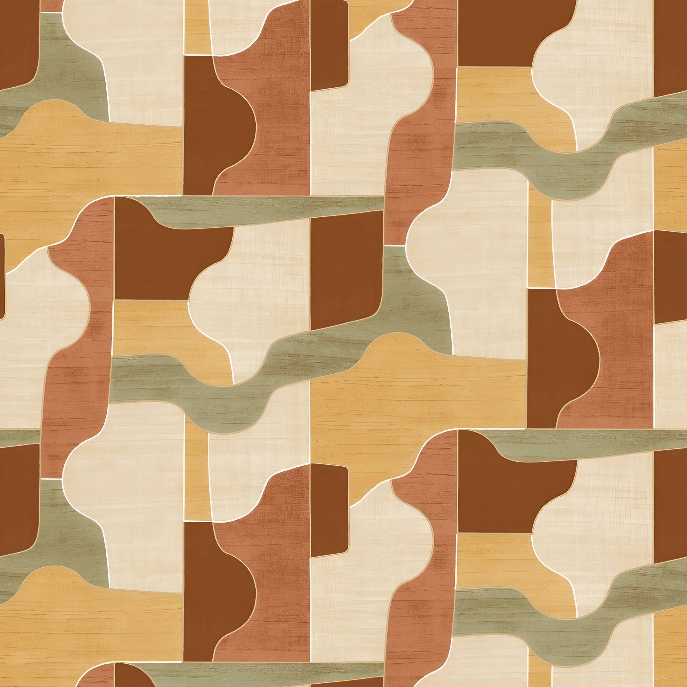 Wallpaper with geometric pattern MODERNISM - BLUSH/VANILLA orange