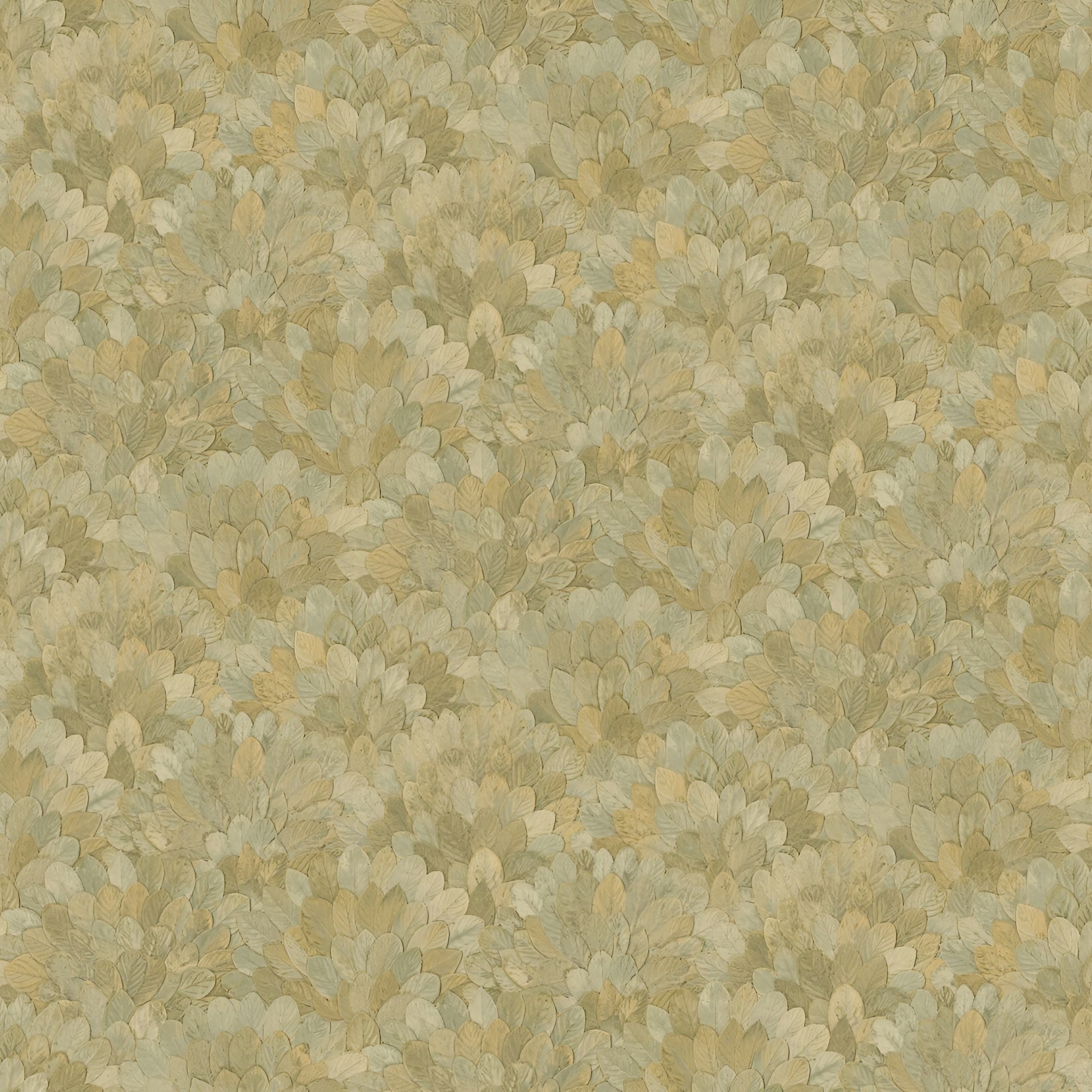 Strukturierte Vinyltapete mit Pflanzenmotiv FEIJOA - AMANDE olivgrün