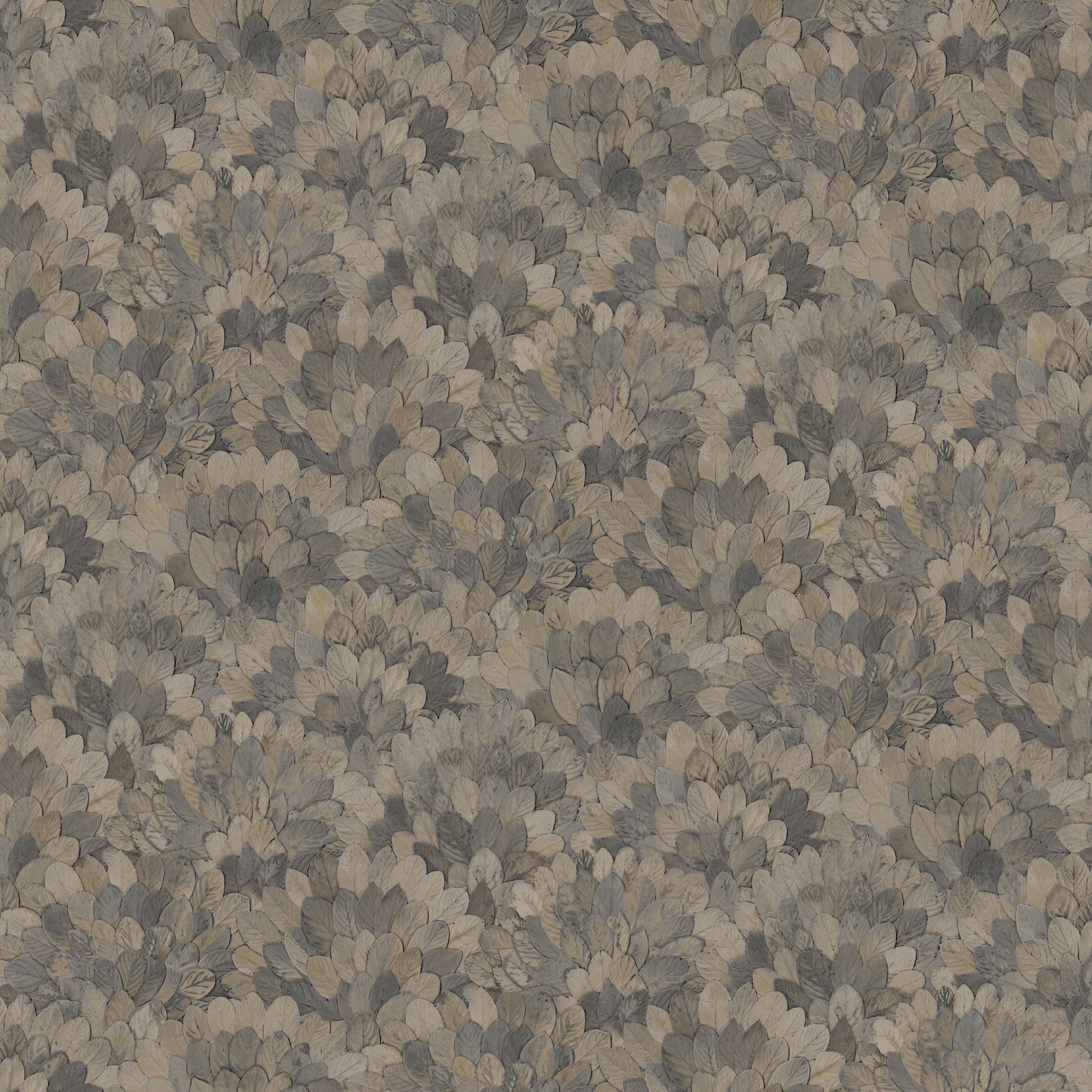 Structural vinyl wallpaper with a plant motif FEIJOA - ORAGE warm gray