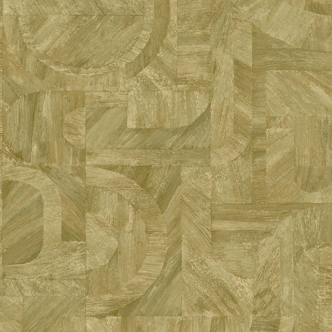 Wallpaper with a pattern inspired by the intarsia technique INTARSIA - OLIVE CACTUS