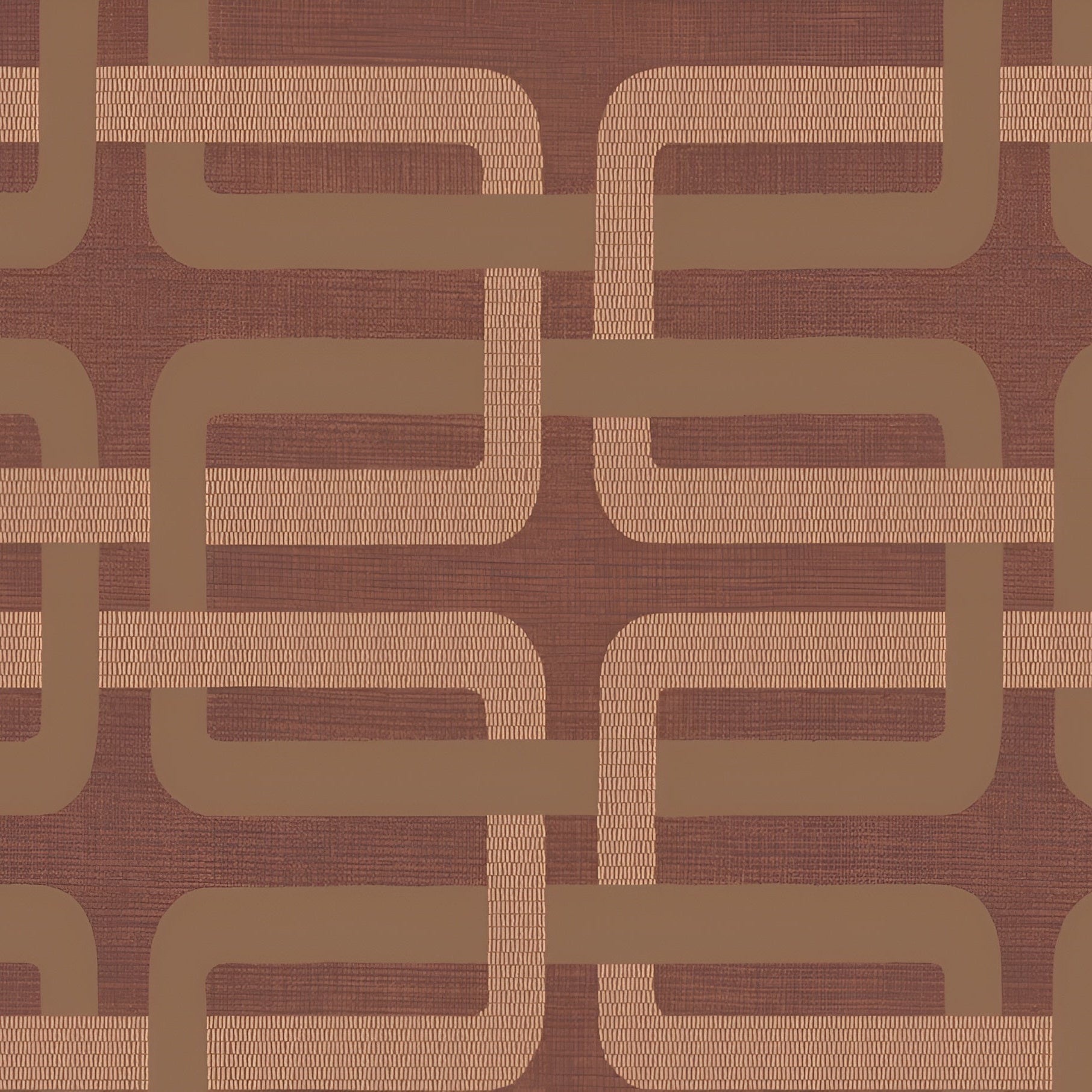 Geometric Pattern Wallpaper MATJARA - TERRACOTTA/CUIVRÉ Burgundy