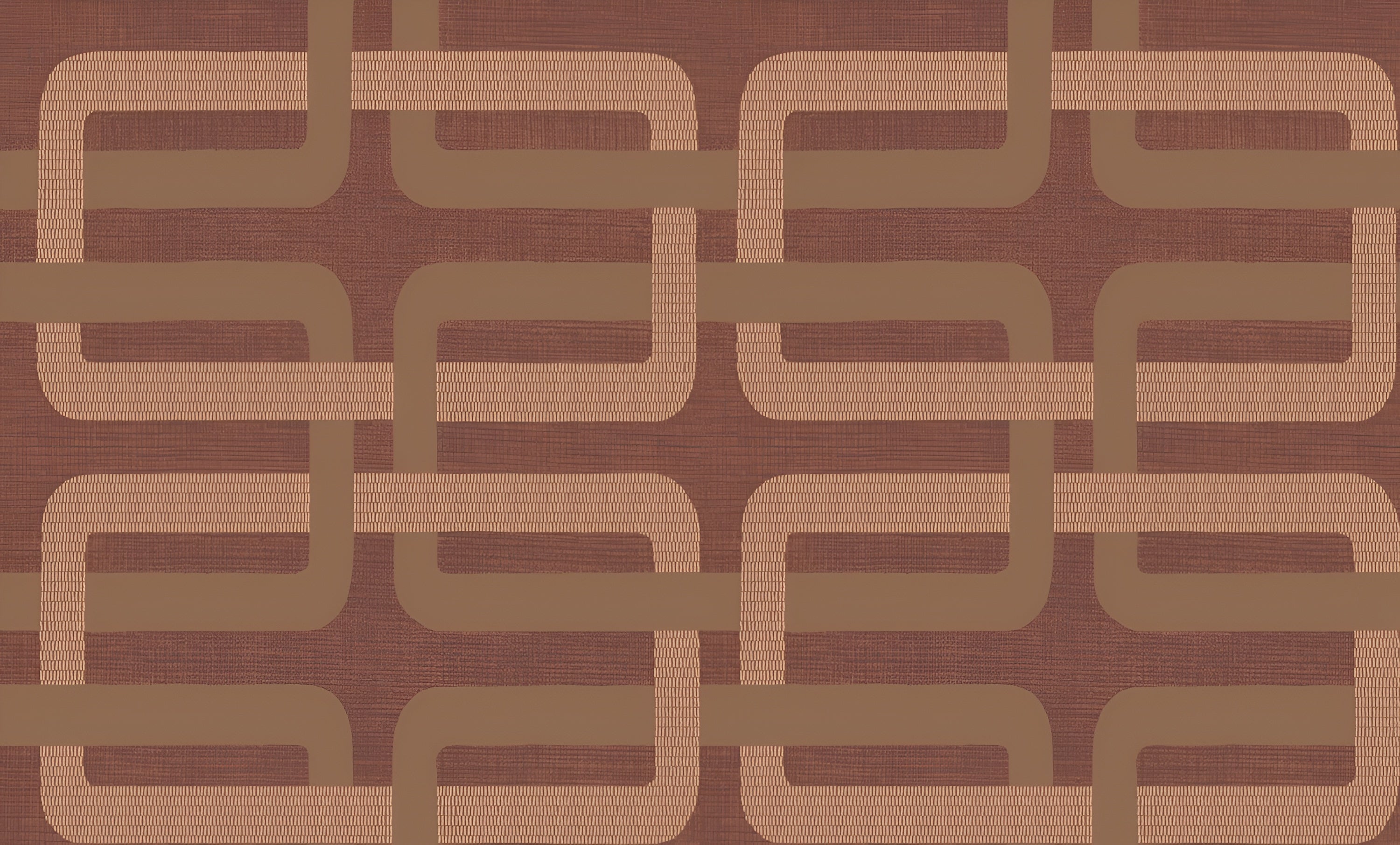 Geometric Pattern Wallpaper MATJARA - TERRACOTTA/CUIVRÉ Burgundy