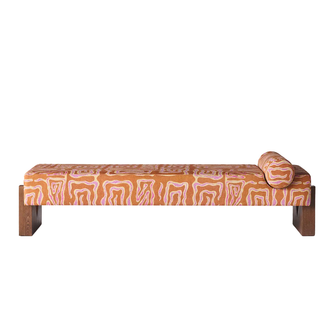 Orange Daybed with Pink-Beige Pattern