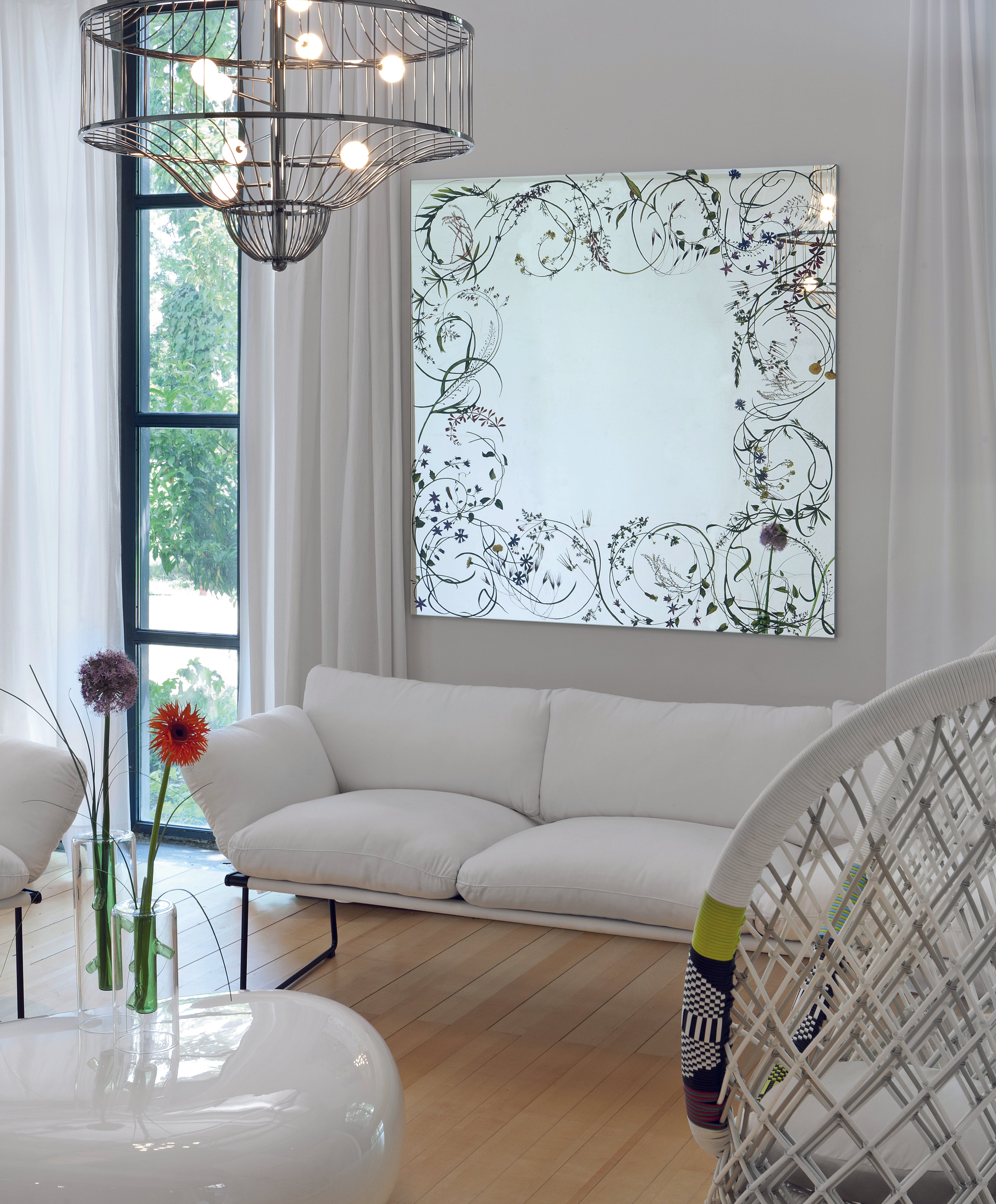 Print floral mirror