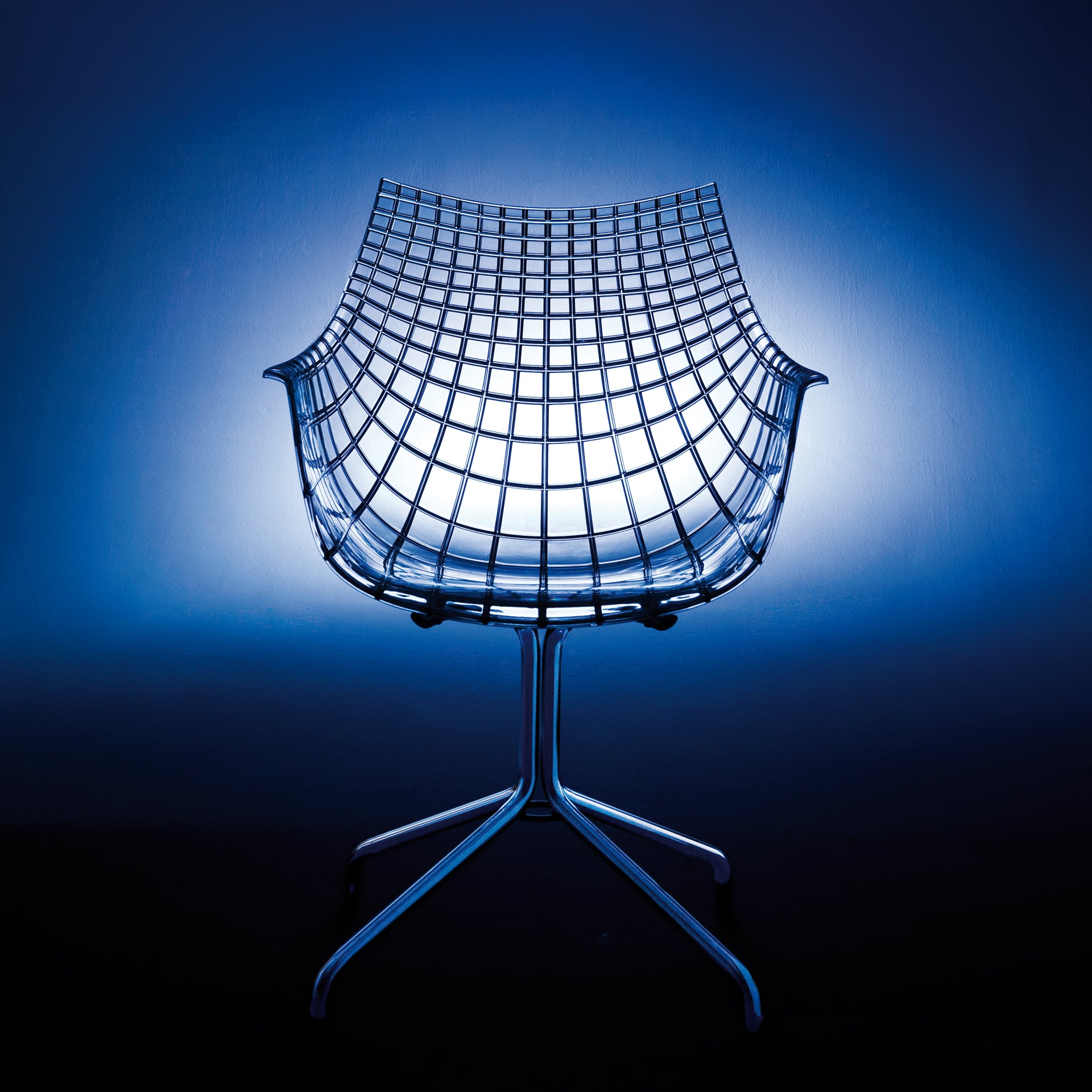 Meridiana chair smoked with a chrome base