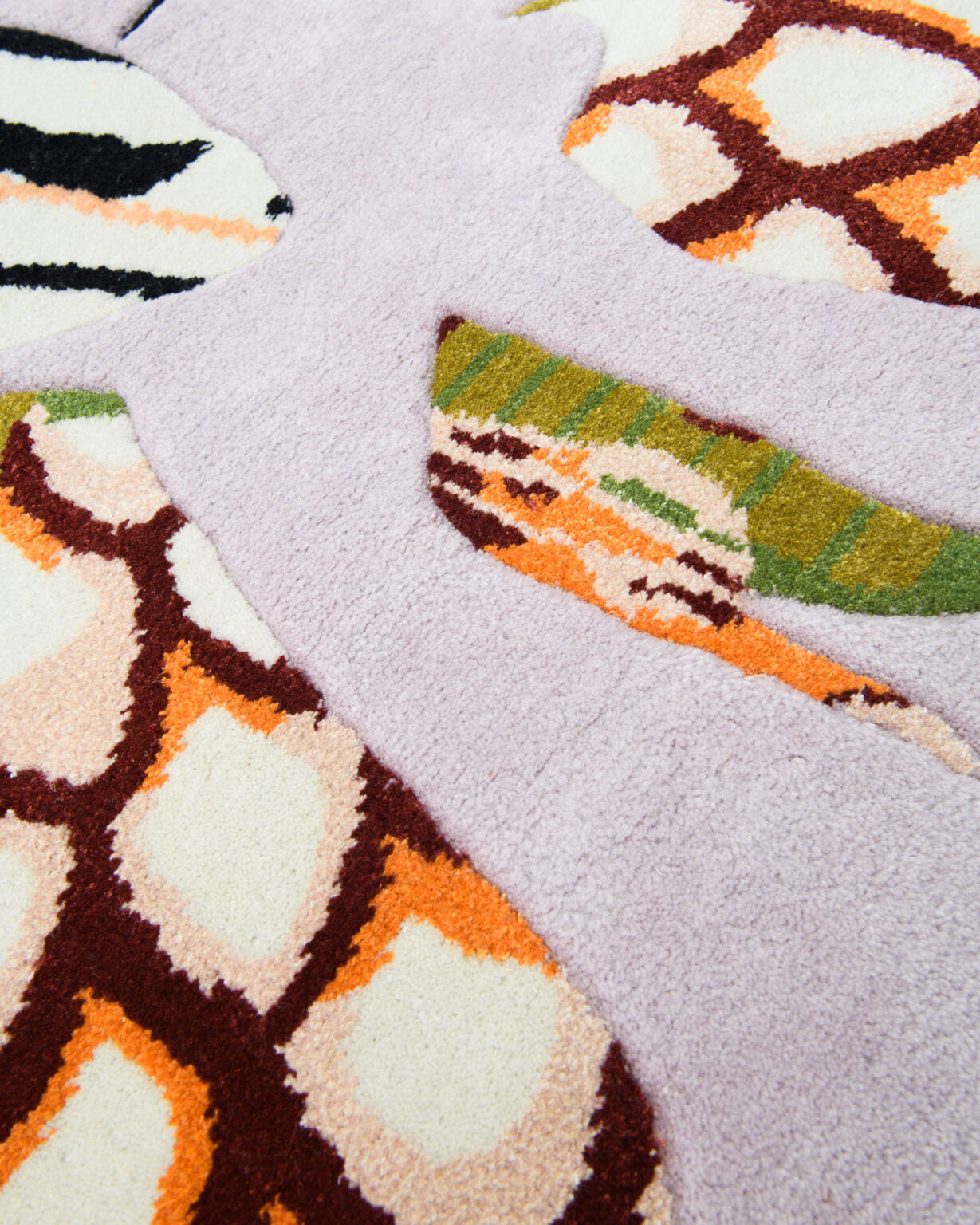 Asymmetrical decorative rug STARLINE pink with mustard