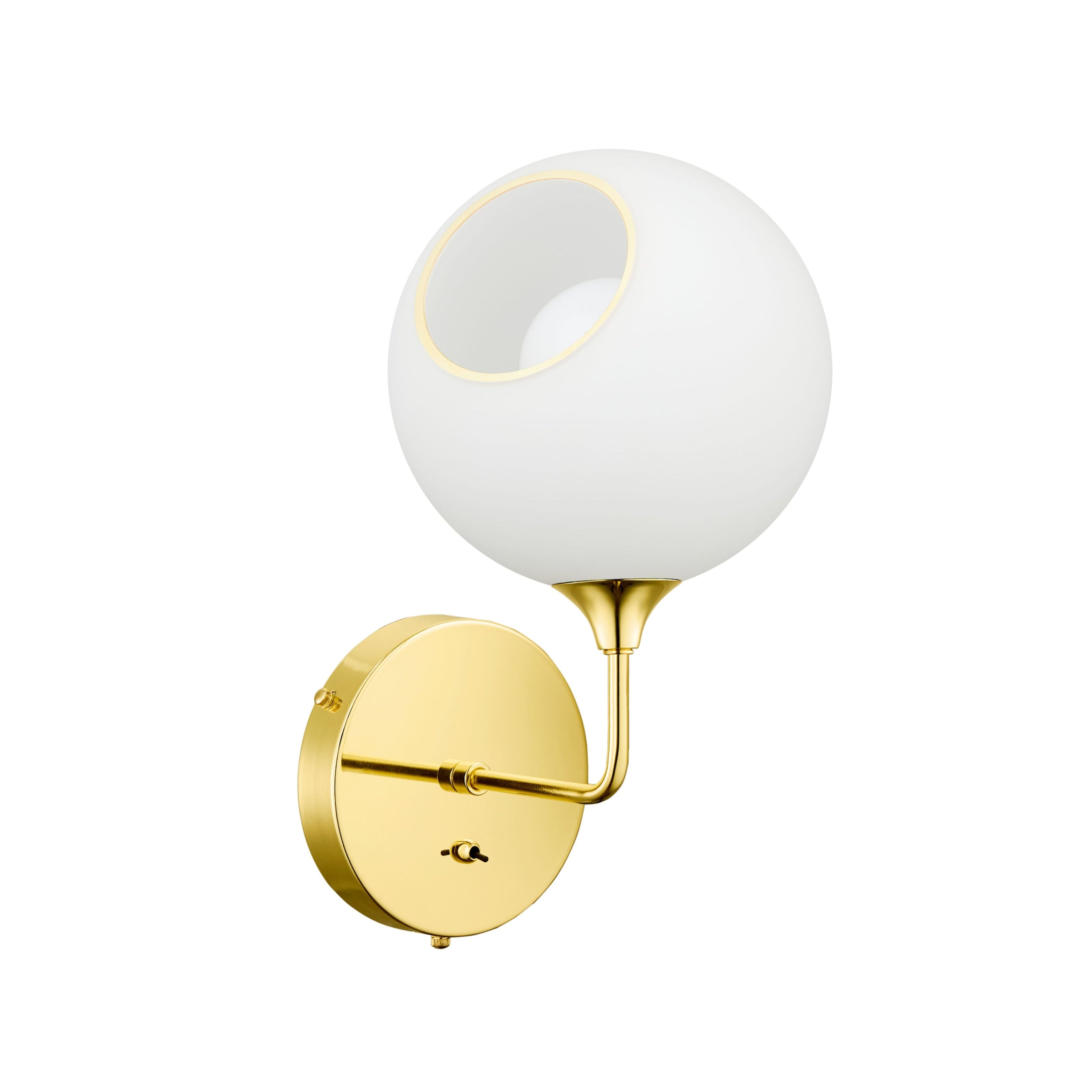 Wandleuchte BALLROOM mit weißem Glas und goldenem Sockel