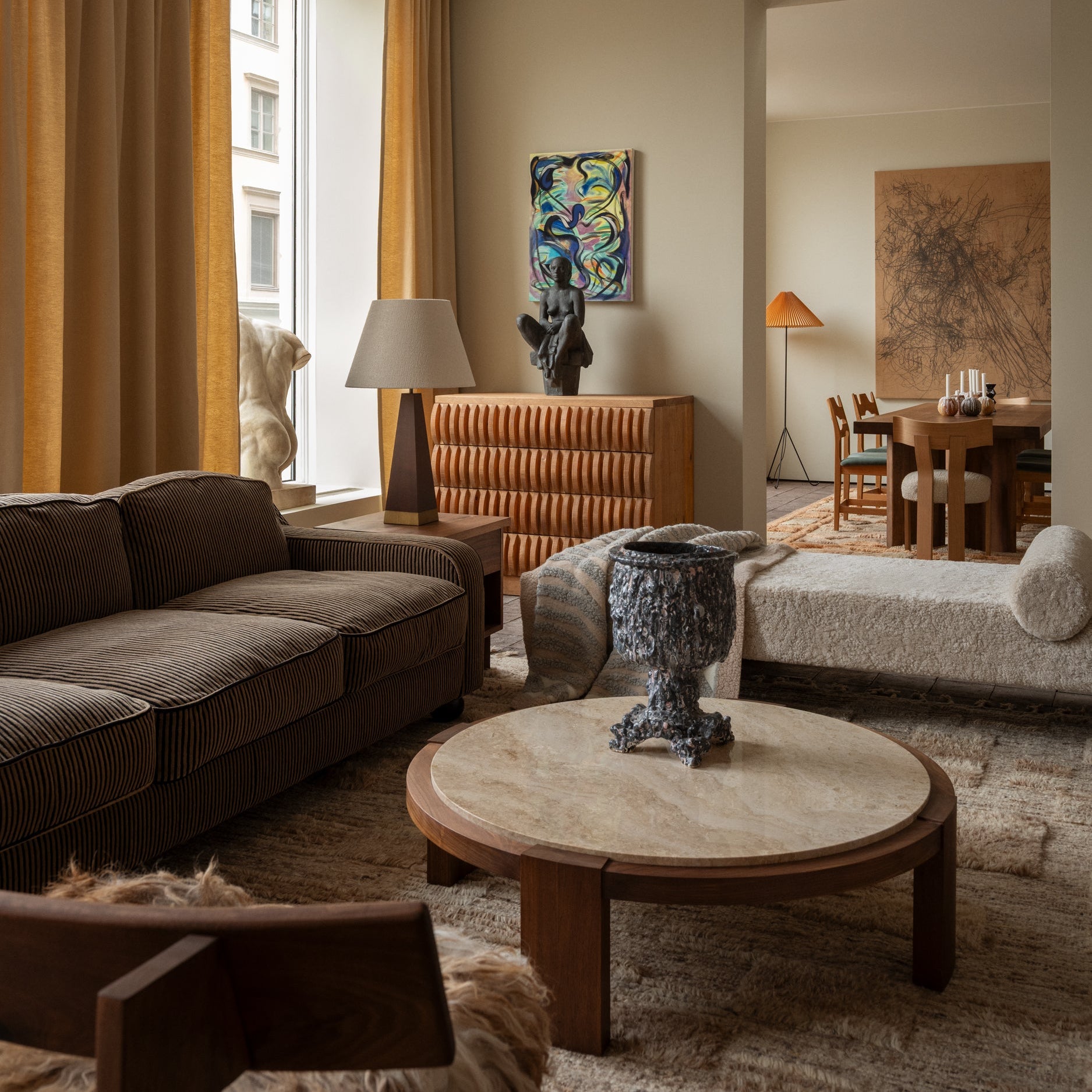 3-Seater Sofa LOLA Brown-Black Stripes