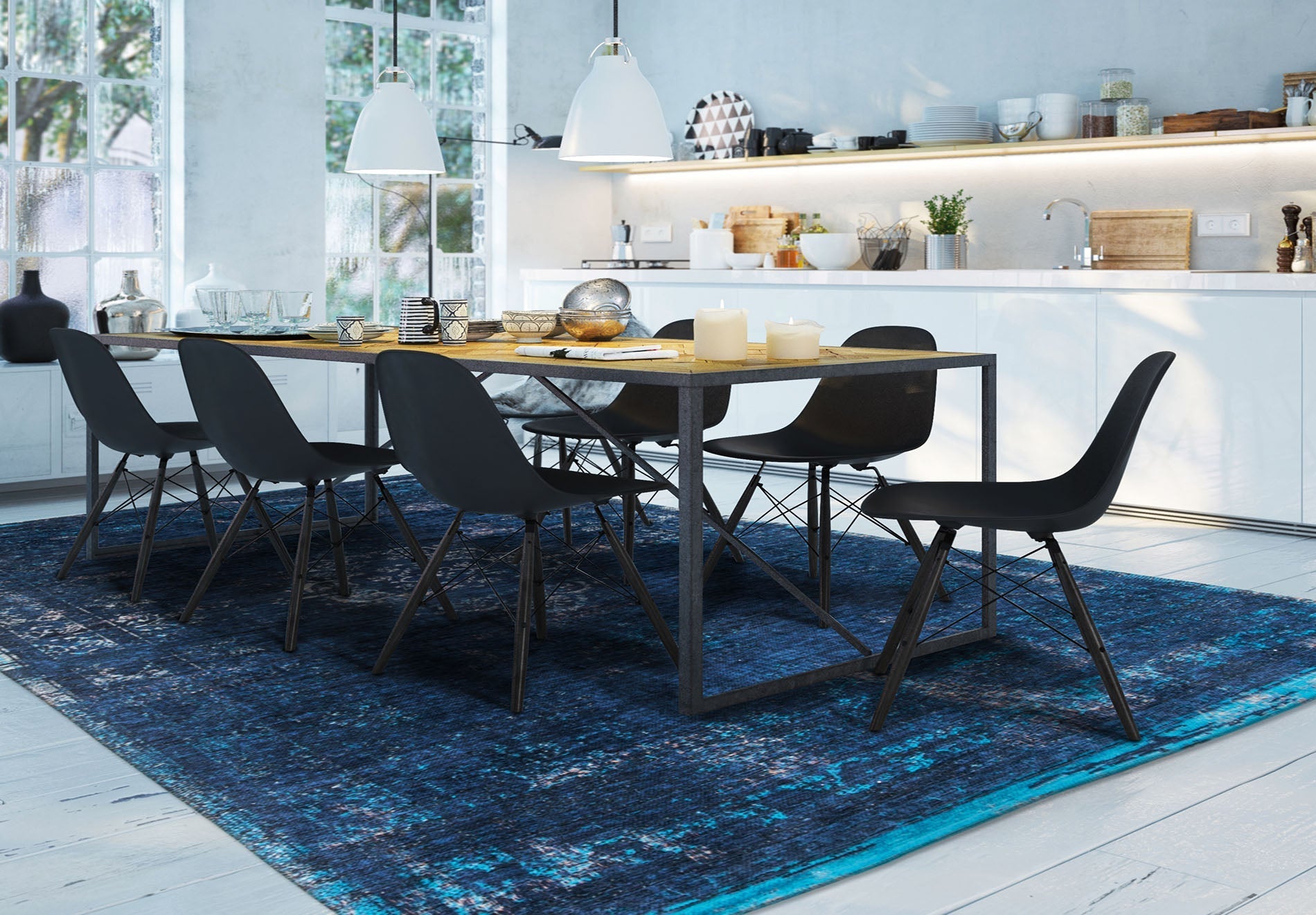 MEDALLION BLUE NIGHT carpet navy blue