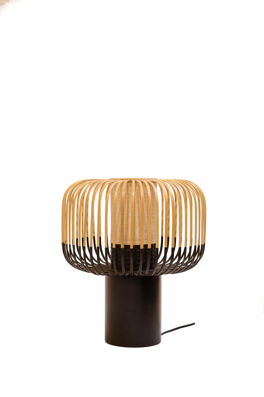 Bambus -Tischlampe schwarz
