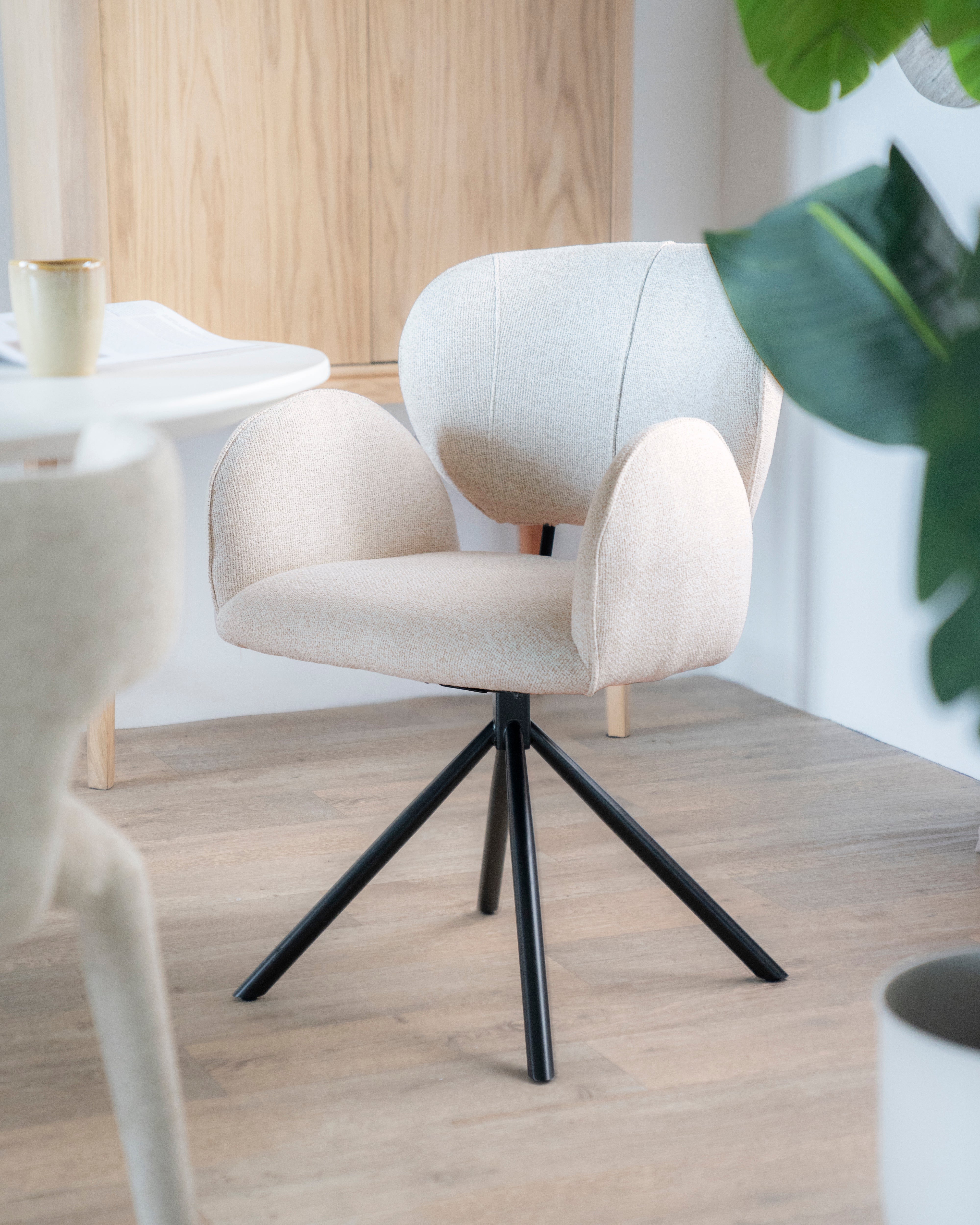 ROSALIN Chair Beige with Black Base