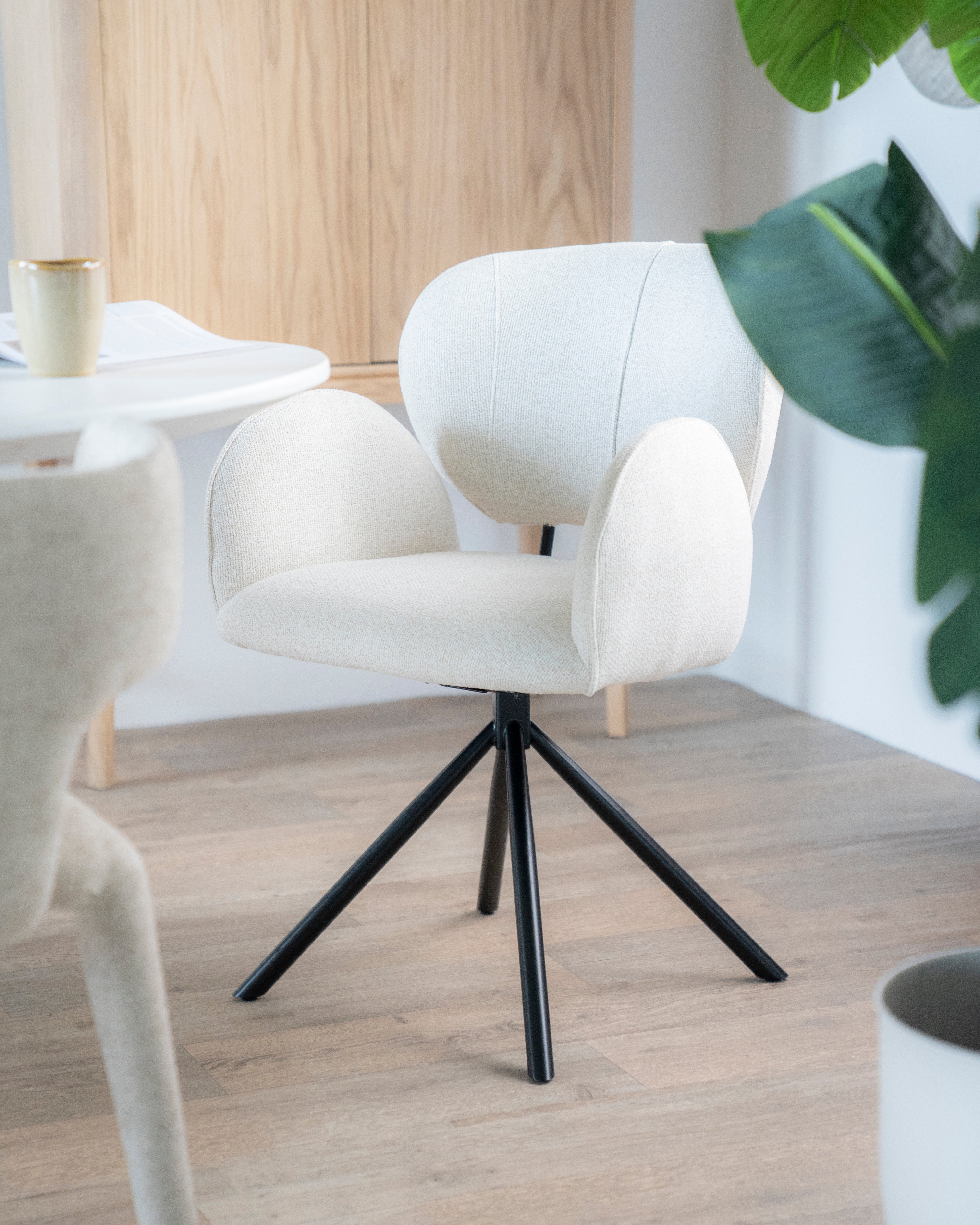 ROSALIN Cream Chair with Black Base