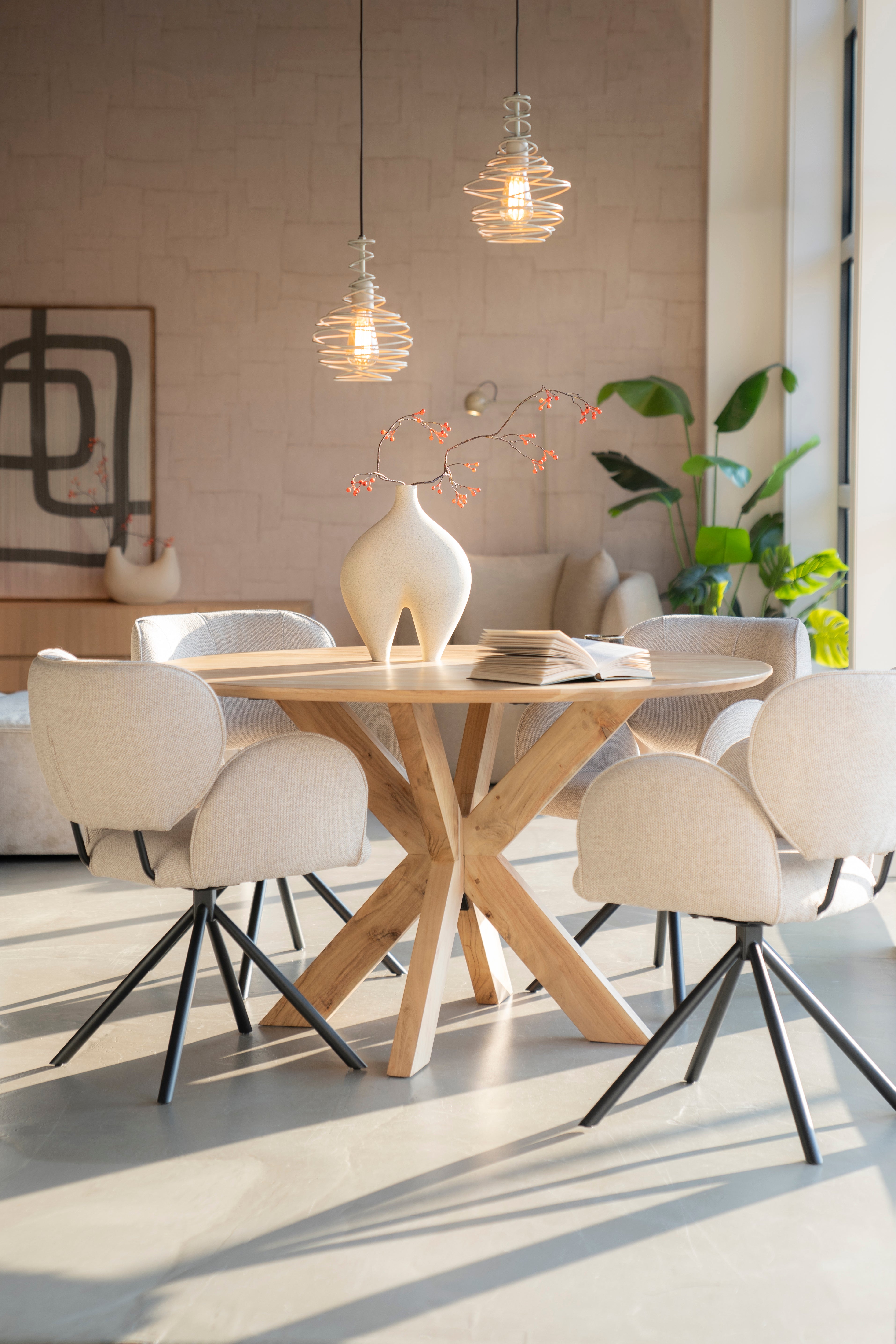 ROSALIN Cream Chair with Black Base