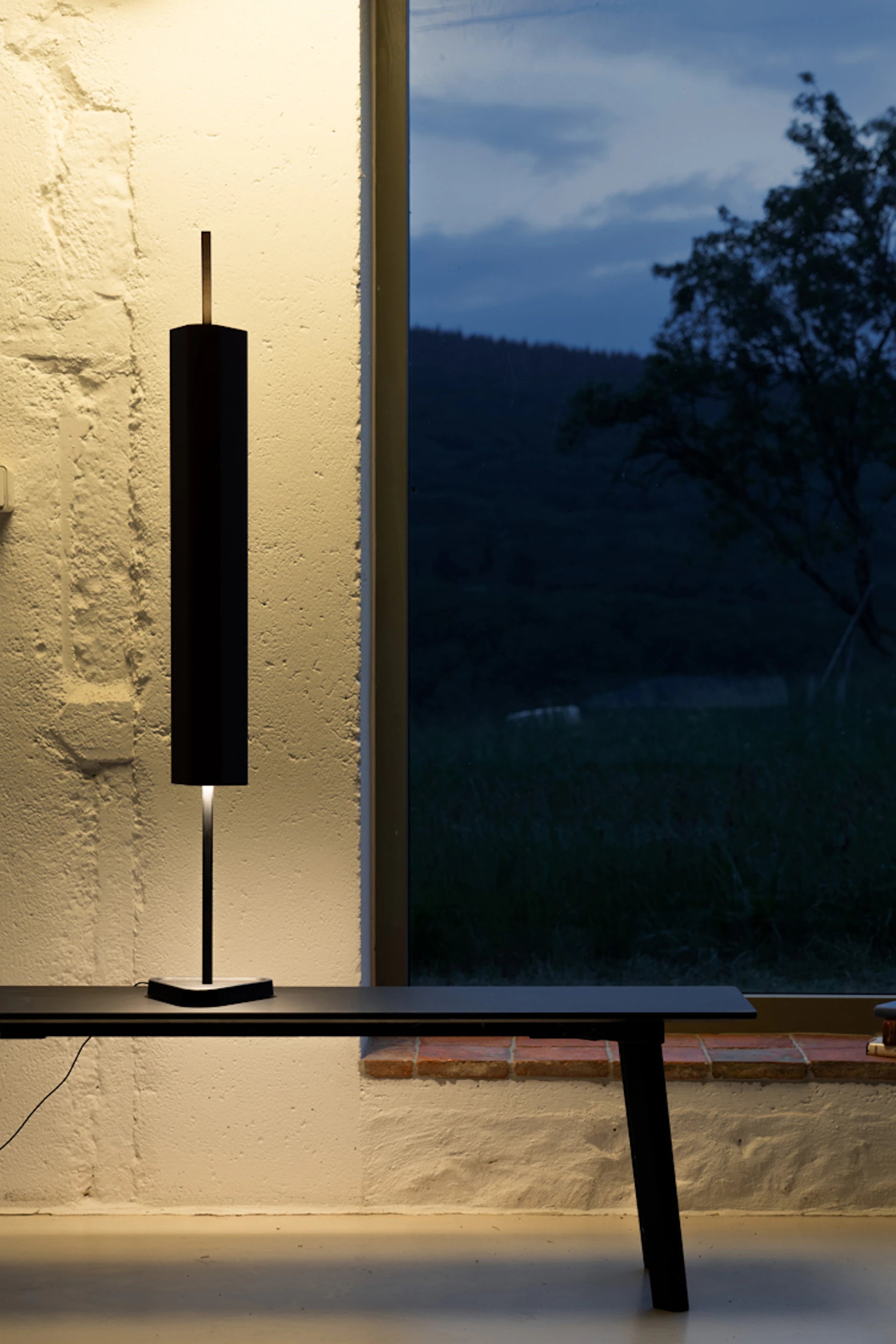 EMI Dark Blue Table Lamp with Black Base