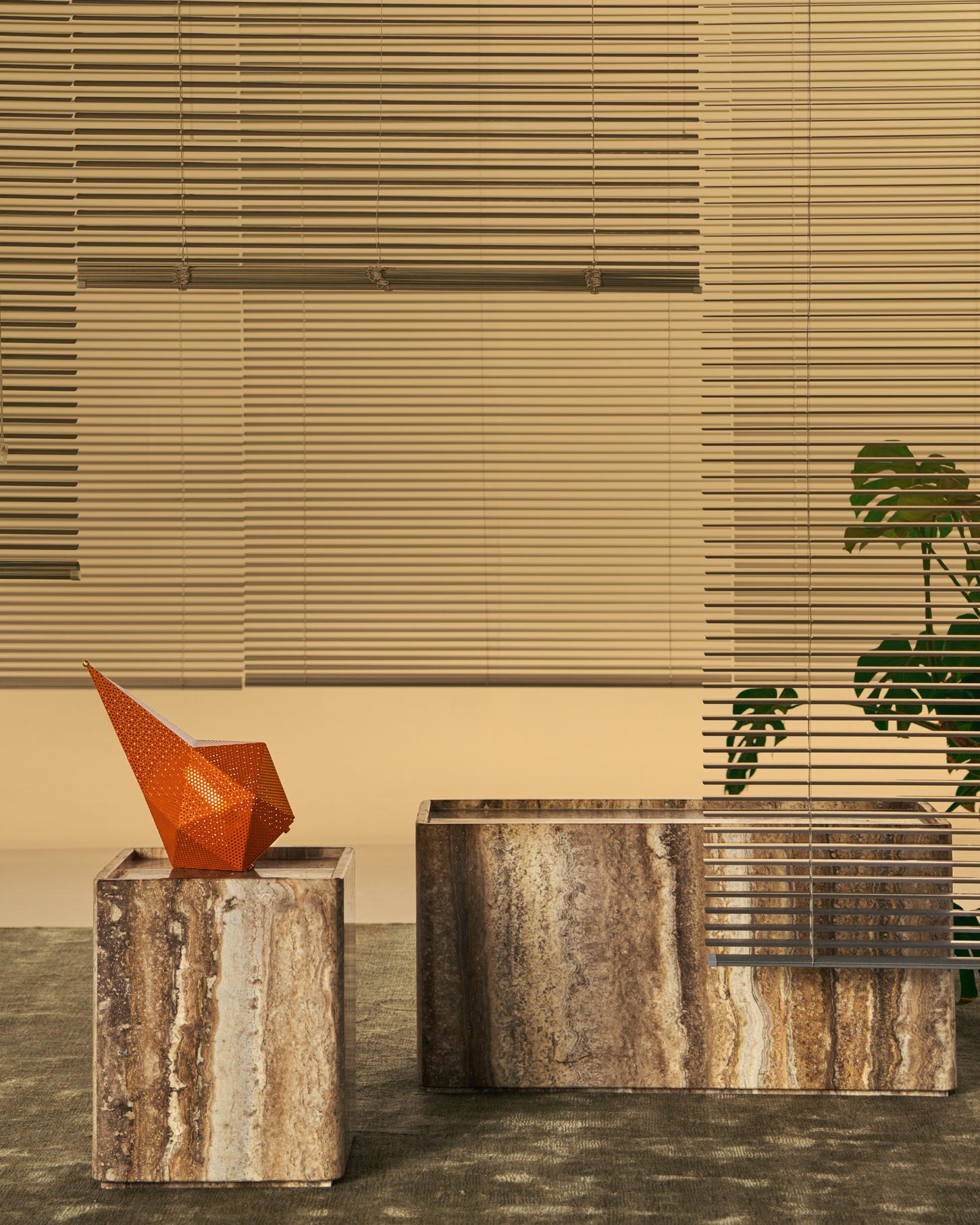 PIETRA gray travertine side table