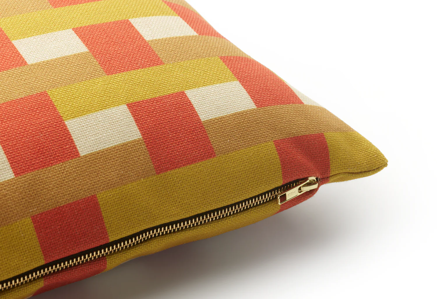 STRIPES AND CHECKS Pillow in Orange with Yellow