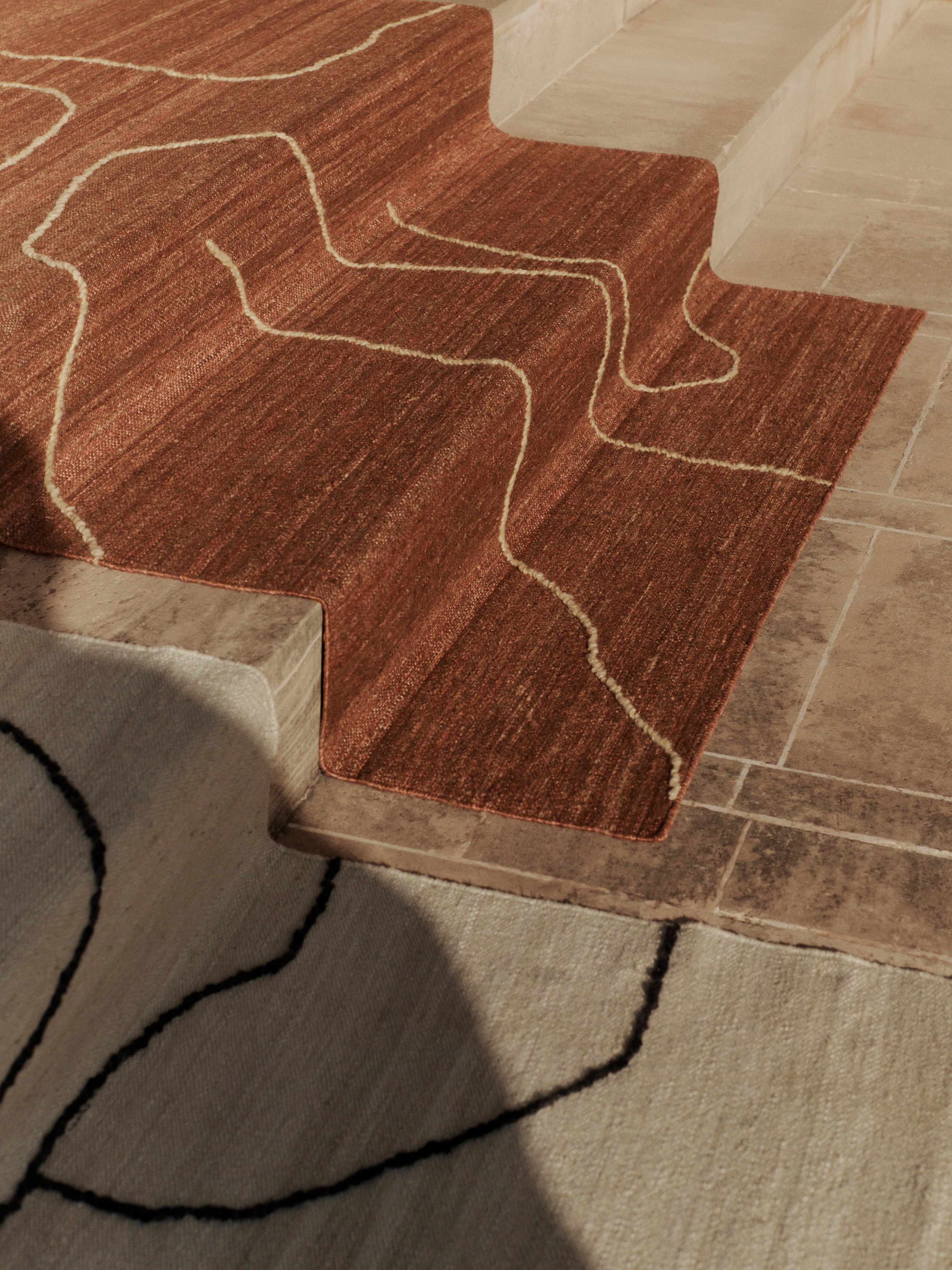 GESSO rug broken white with dark fig