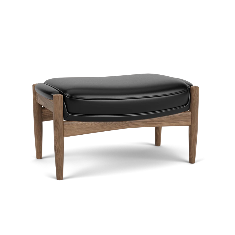 THE SEAL footrest black leather with walnut base