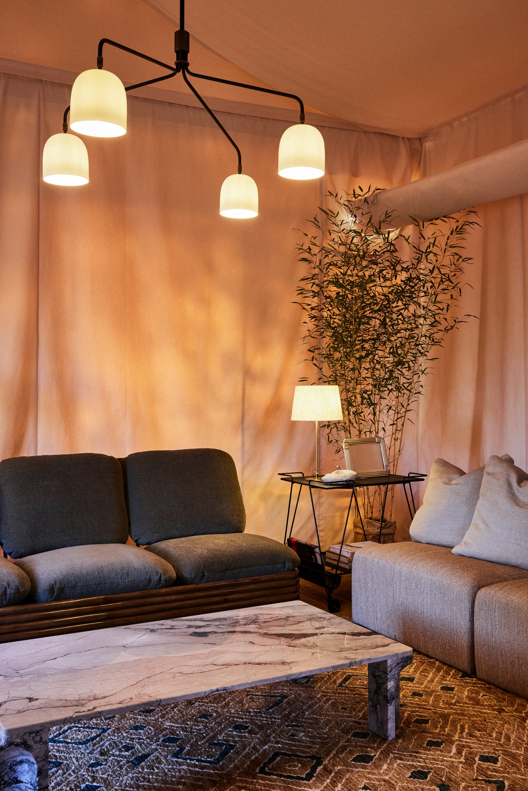 BOHEMIAN Sofa 72 upholstered with a rattan base