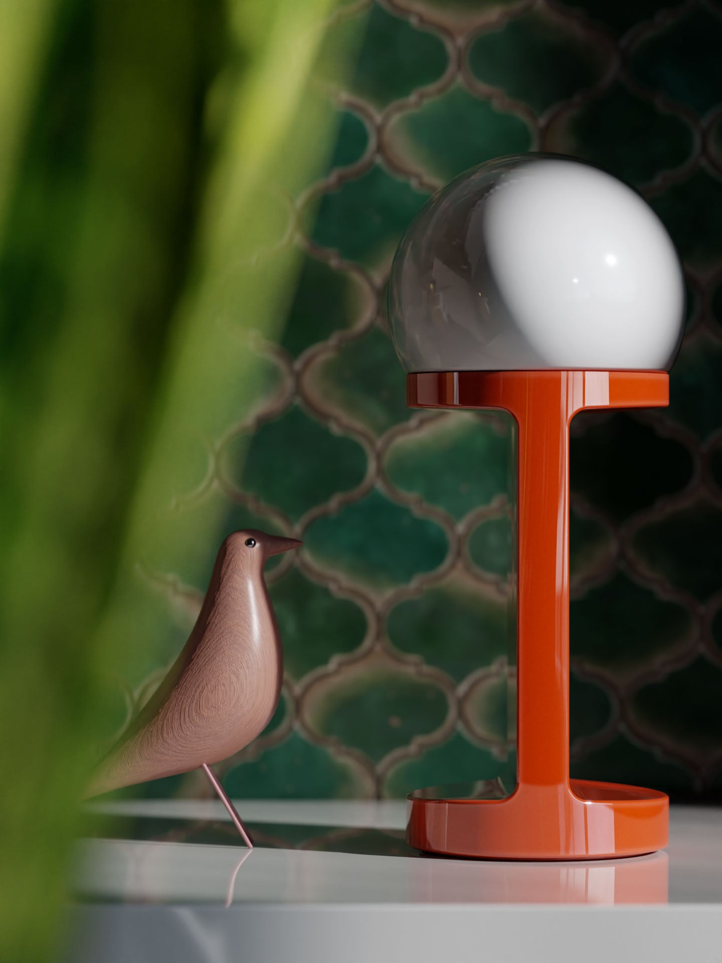 Keramik-Tischlampe HABEA orange