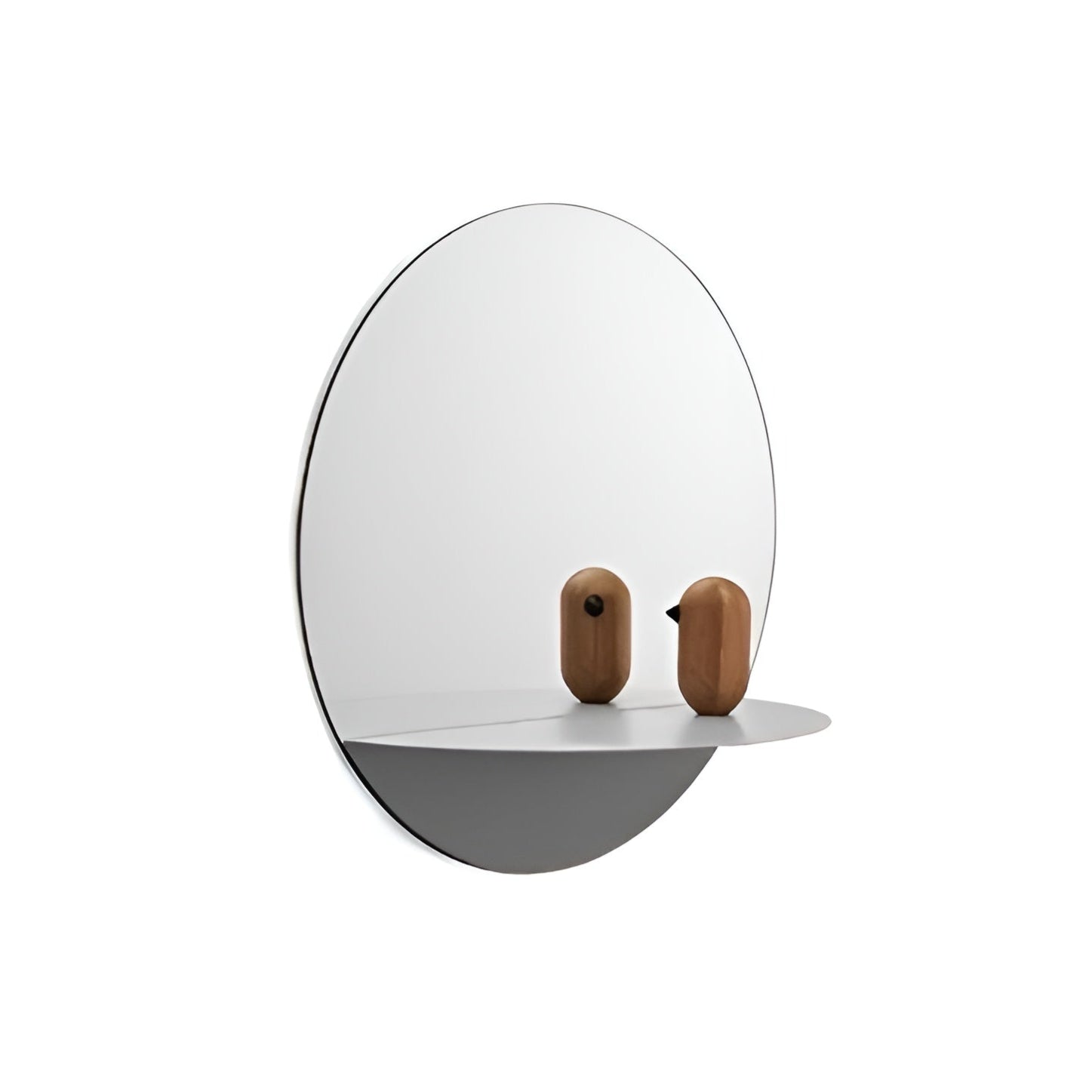 HORIZON ROUND gray round mirror with shelf