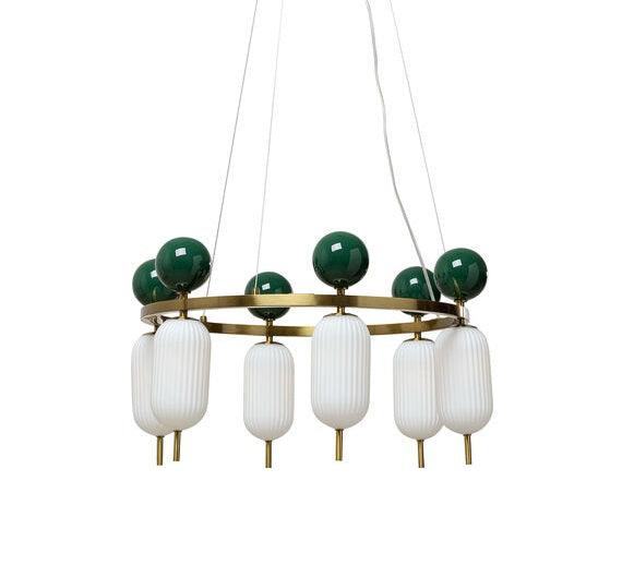Charleston green hanging lamp with golden