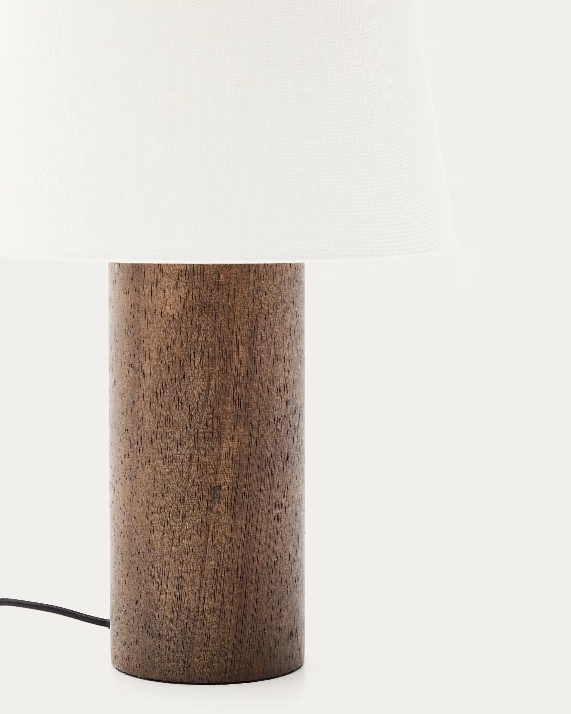 Tischlampe MARGA dunkles Gummiholz mit weißem Schirm