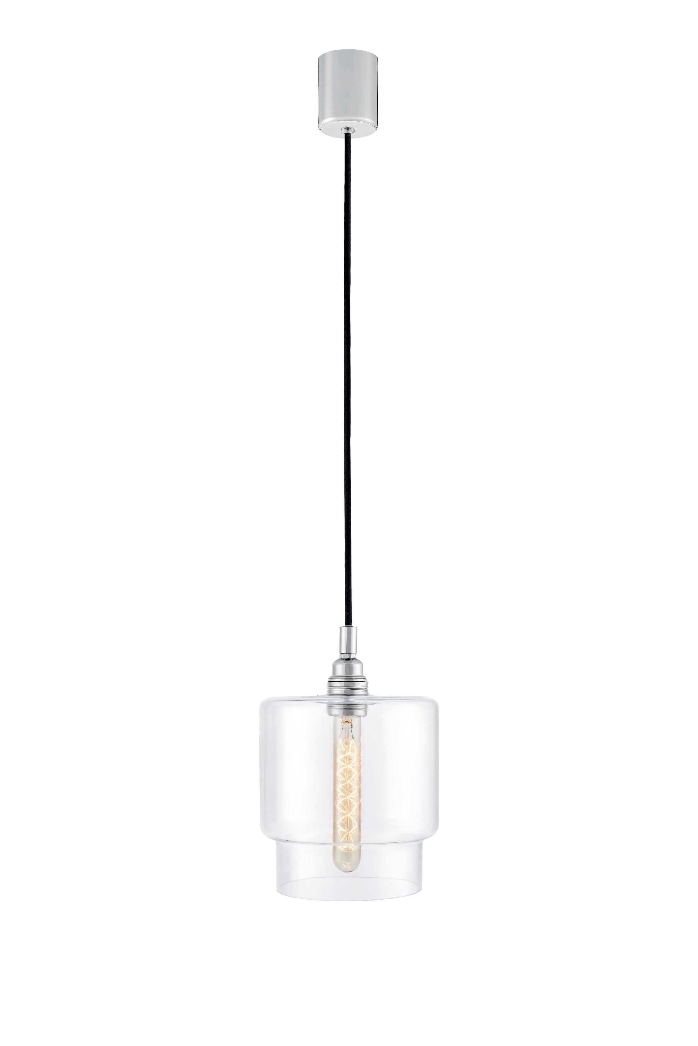 Pendelleuchte LONGIS IV transparent mit glänzendem Chrom