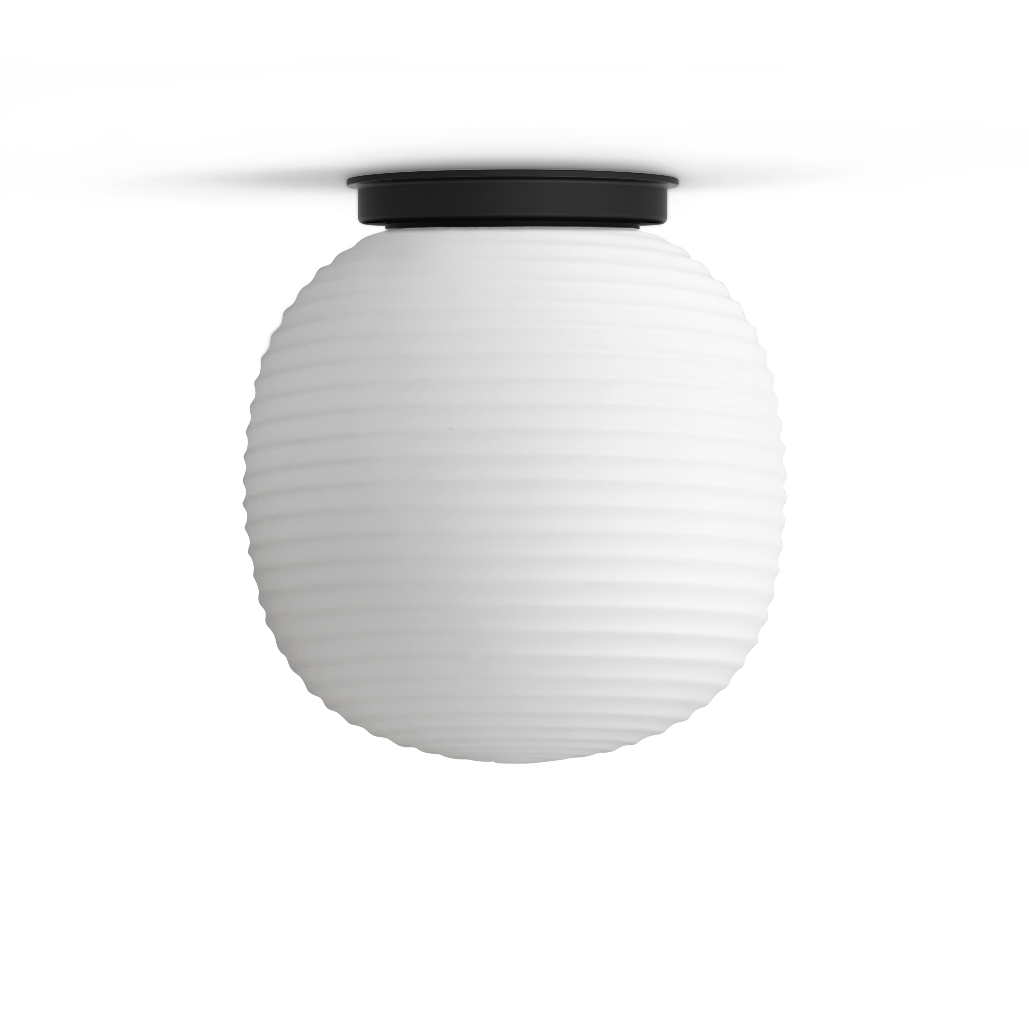 Lantern weiße Deckenlampe mit einer schwarzen Basis