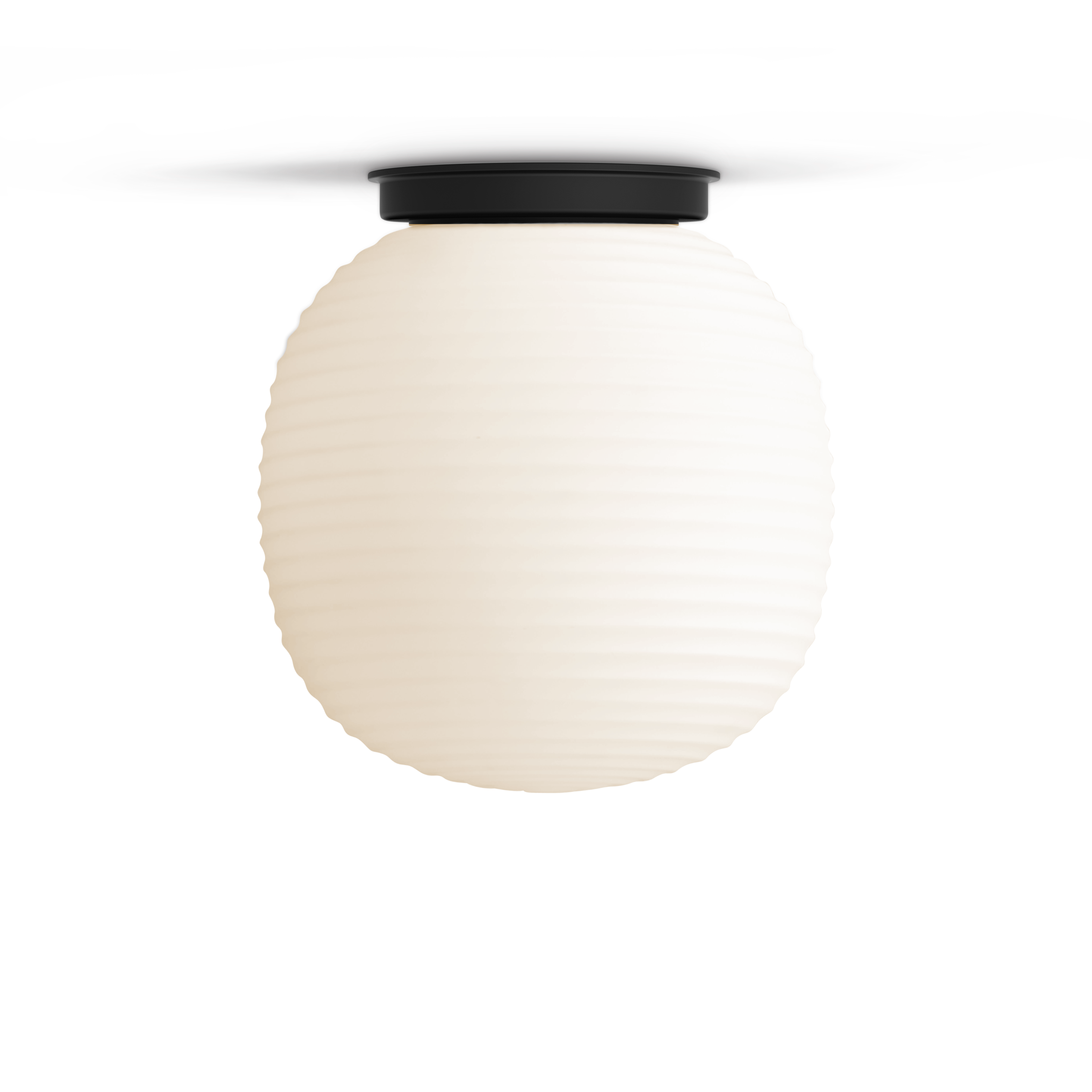 Lantern weiße Deckenlampe mit einer schwarzen Basis