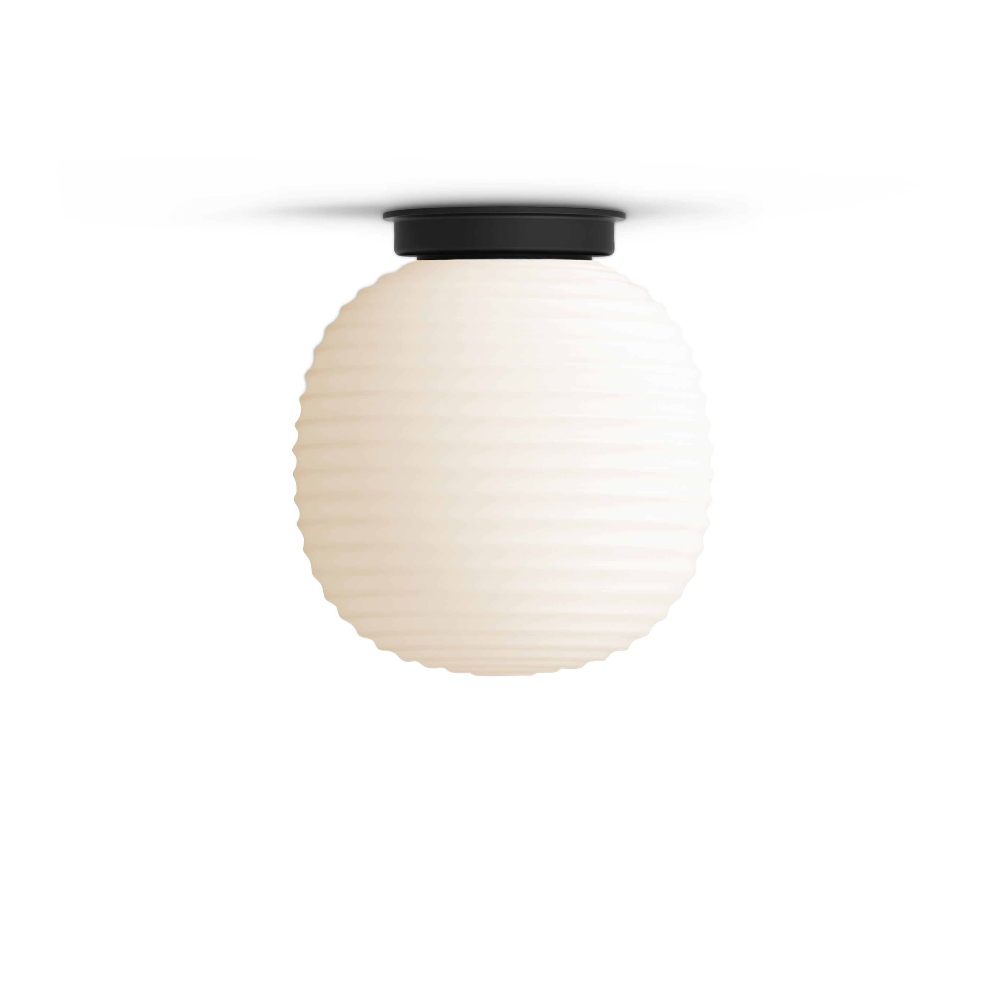 Lantern weiße Deckenlampe mit einer schwarzen Basis